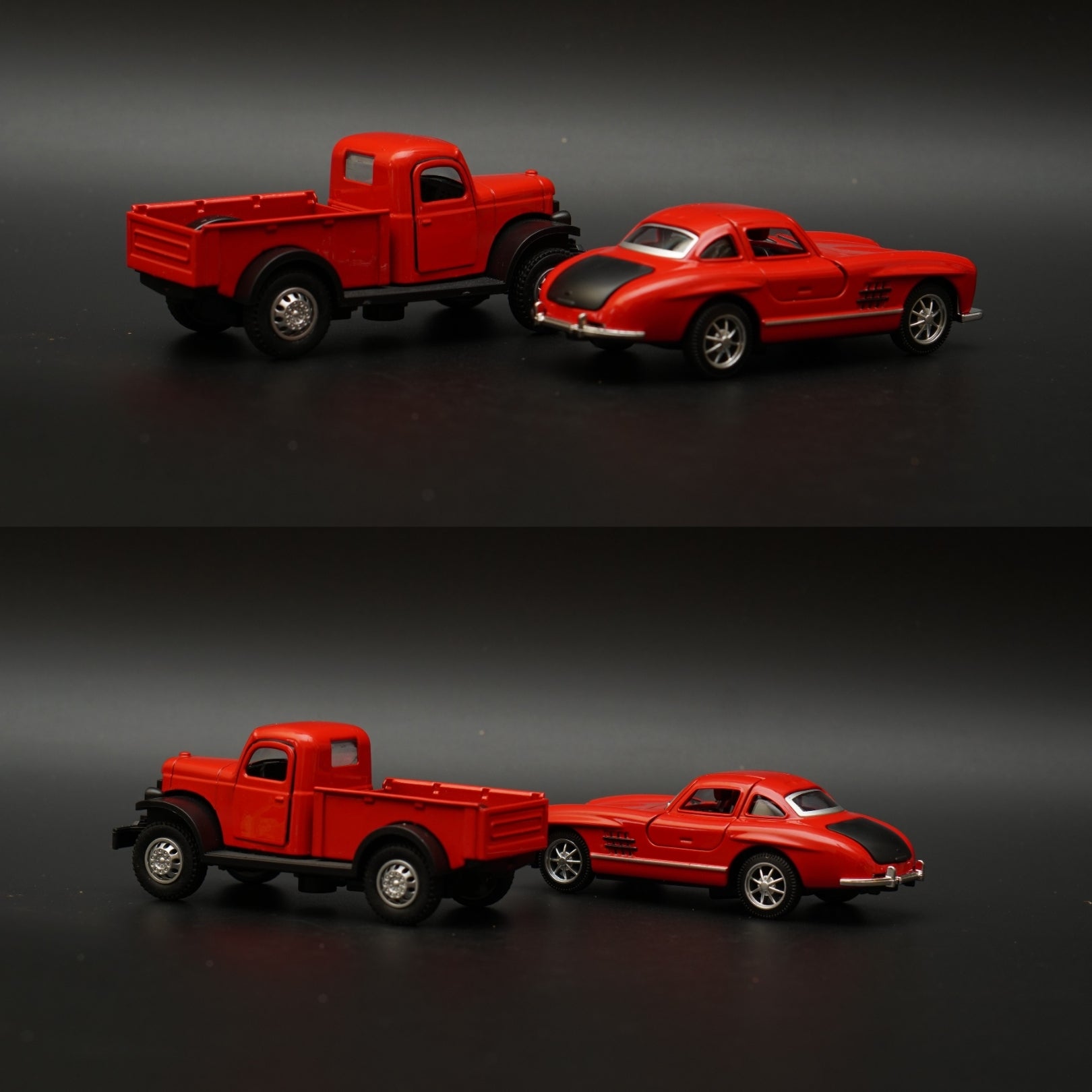 1:36 Dodge Power Wagon , Benz 300SL Combo (Red,Red) -  Kunju Vandi  
