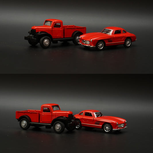 1:36 Dodge Power Wagon , Benz 300SL Combo (Red,Red) -  Kunju Vandi  