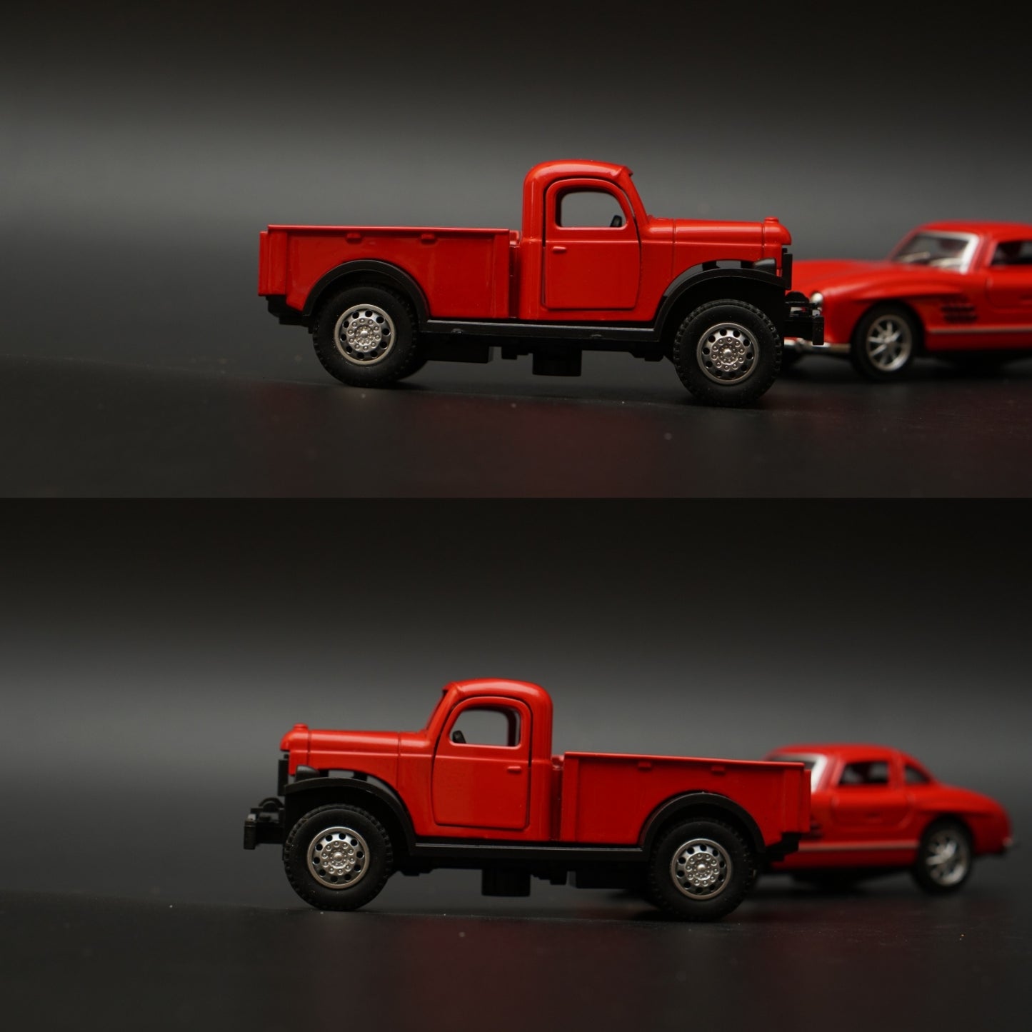 1:36 Dodge Power Wagon , Benz 300SL Combo (Red,Red) -  Kunju Vandi  