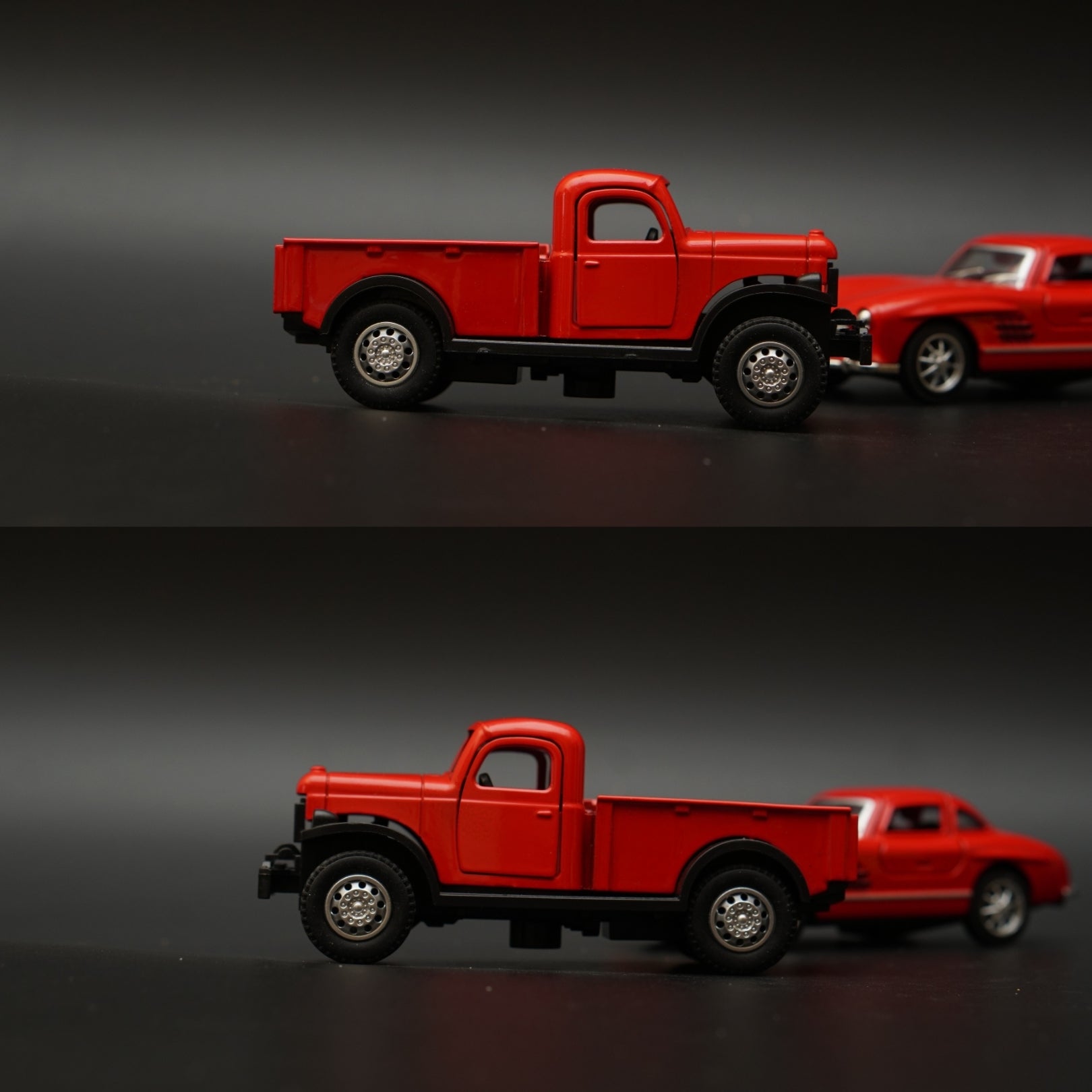 1:36 Dodge Power Wagon , Benz 300SL Combo (Red,Red) -  Kunju Vandi  