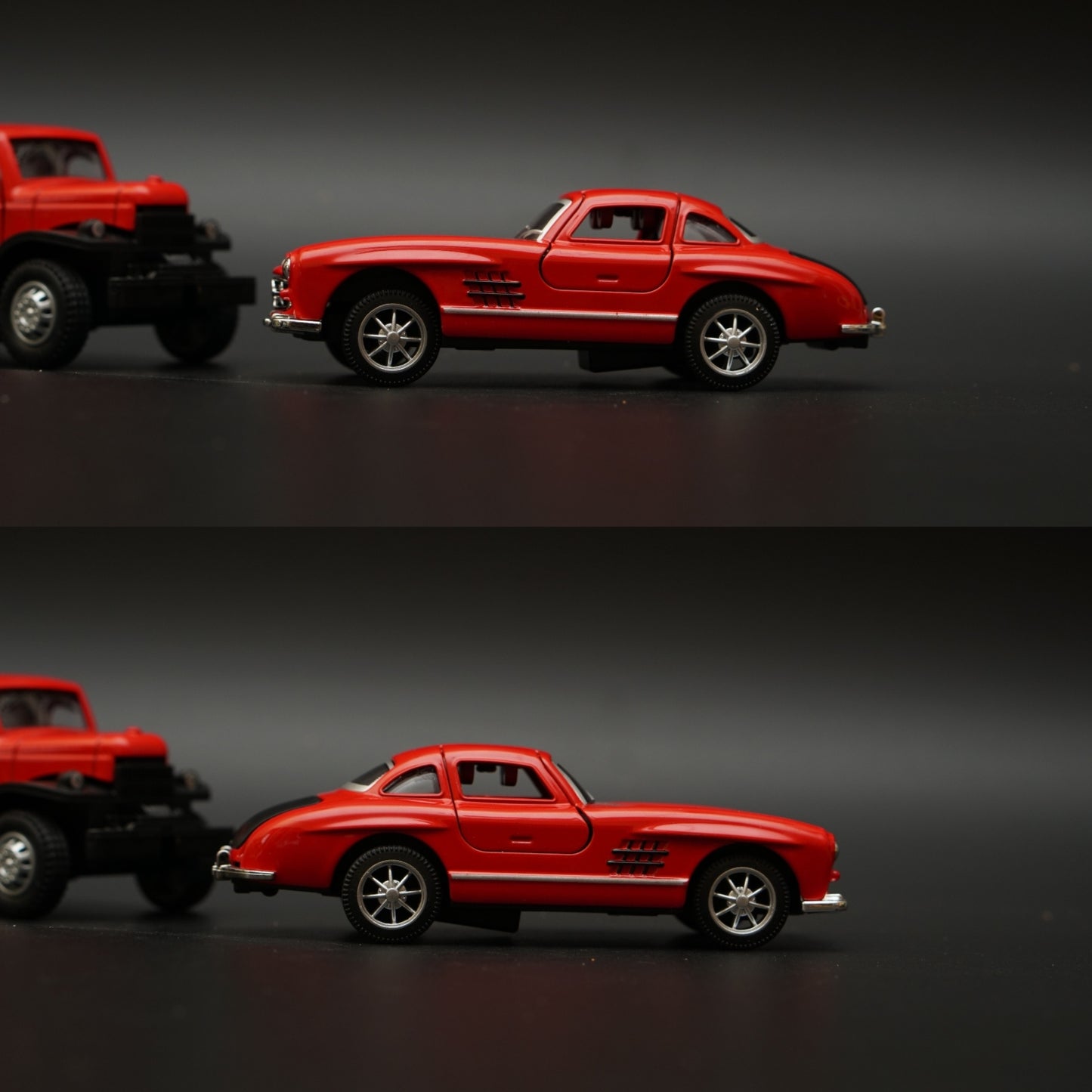 1:36 Dodge Power Wagon , Benz 300SL Combo (Red,Red) -  Kunju Vandi  