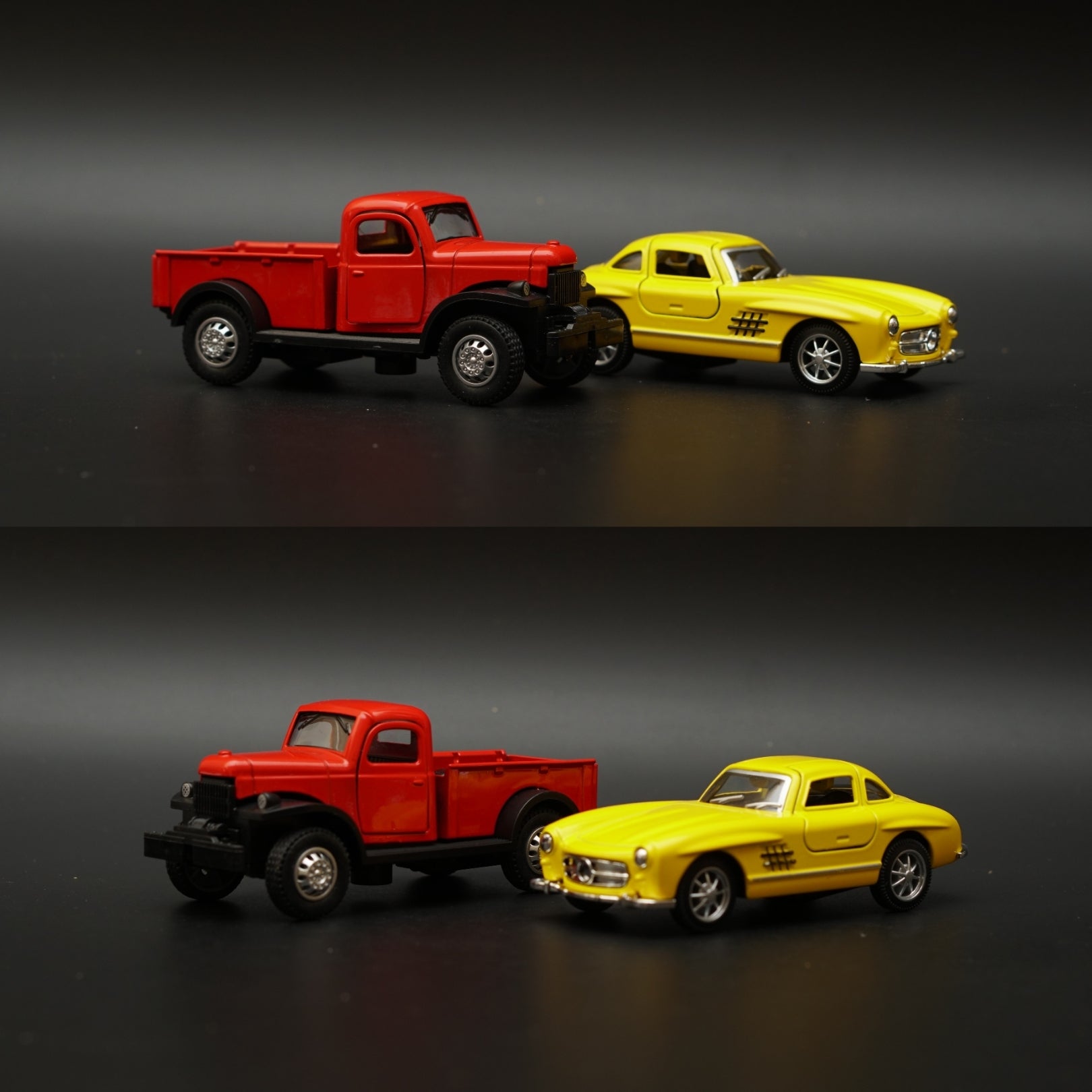 1:36 Dodge Power Wagon , Benz 300SL Combo (Red,Yellow) -  Kunju Vandi  