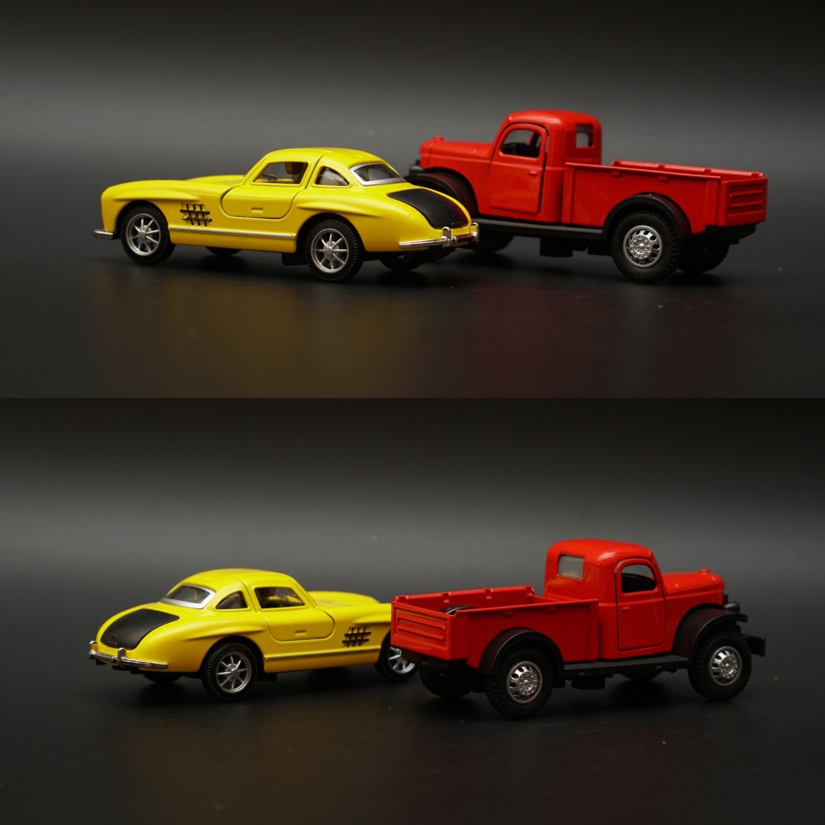 1:36 Dodge Power Wagon , Benz 300SL Combo (Red,Yellow) -  Kunju Vandi  