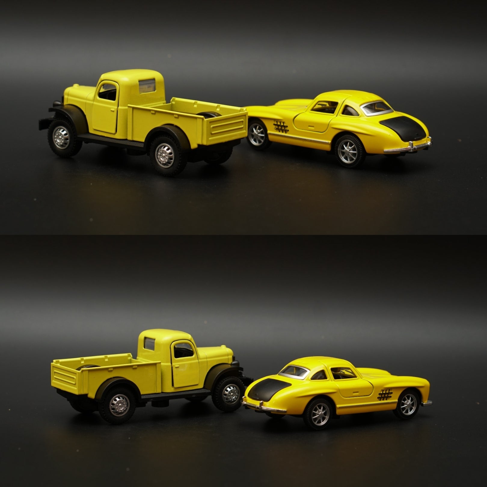 1:36 Dodge Power Wagon , Benz 300SL Combo (Yellow,Yellow) -  Kunju Vandi  
