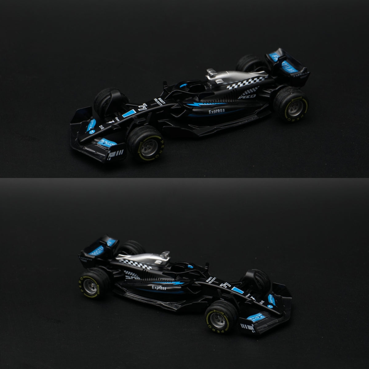 1:36 Formula Racing Car Diecast — Black & Blue Livery | Collector's Model -  Kunju Vandi  