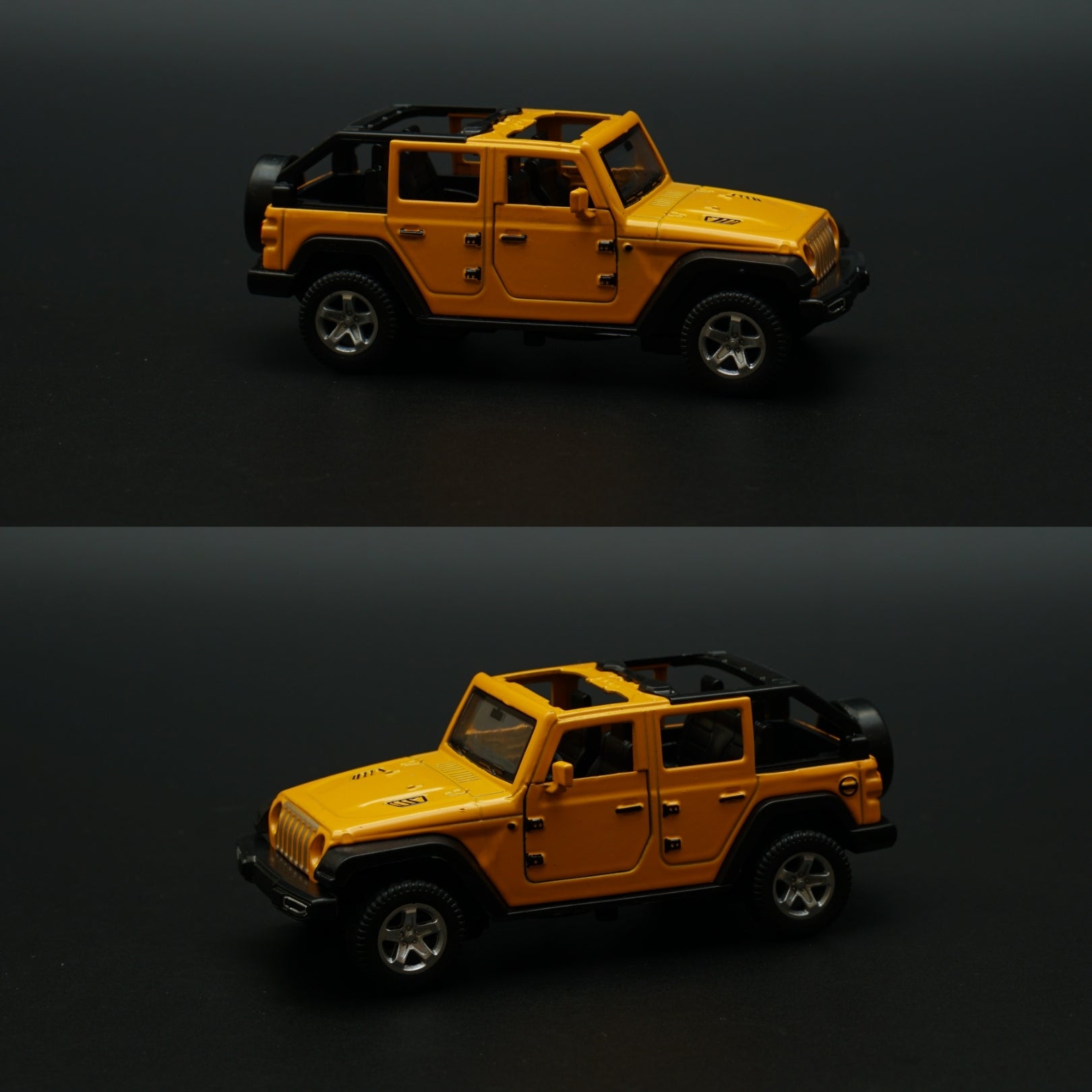 1:36 Jeep Diecast Yellow (Open Top) -  Kunju Vandi  
