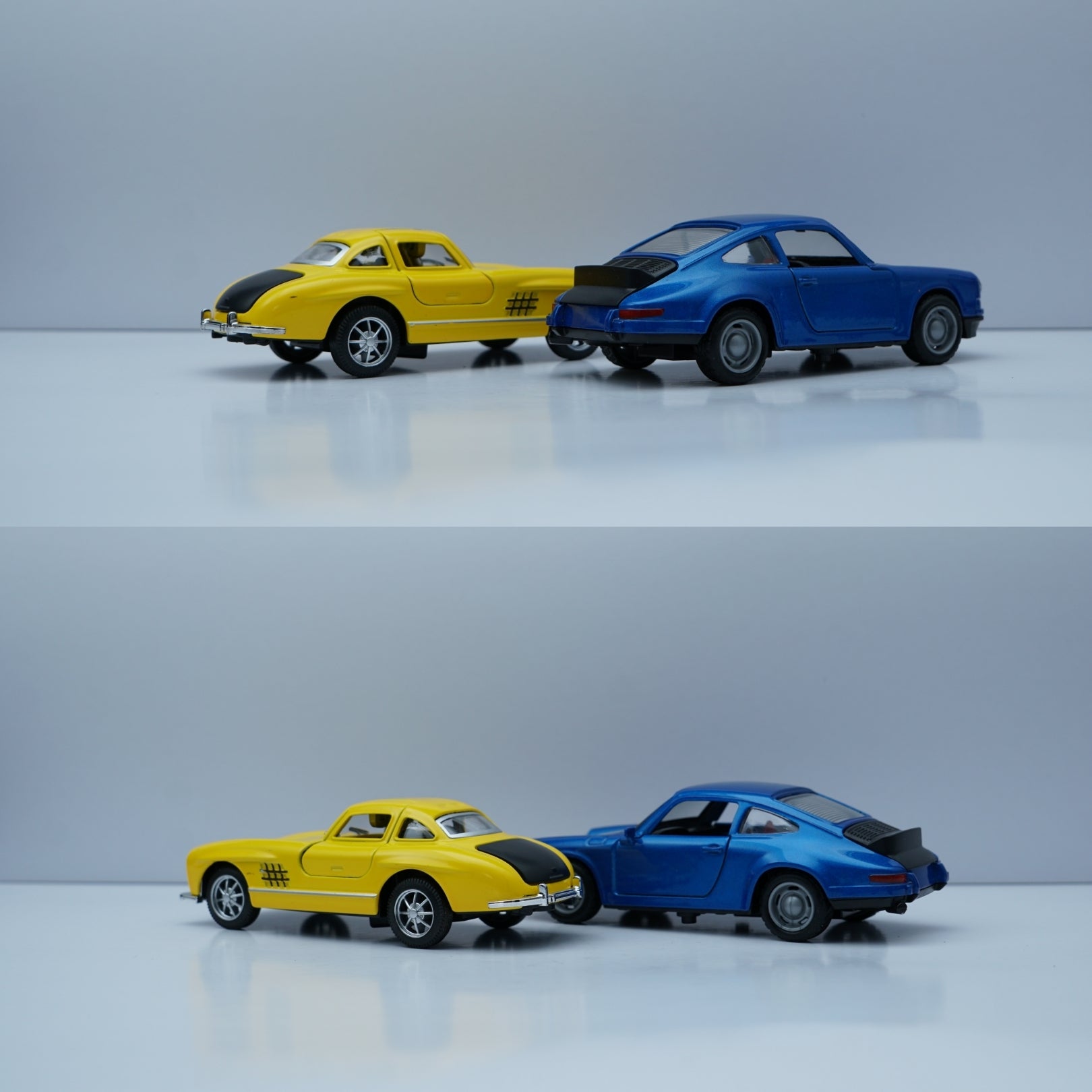 1:36  Porsche 911  & Mercedes-Benz 300SL Diecast Combo (Blue & Yellow) -  Kunju Vandi  