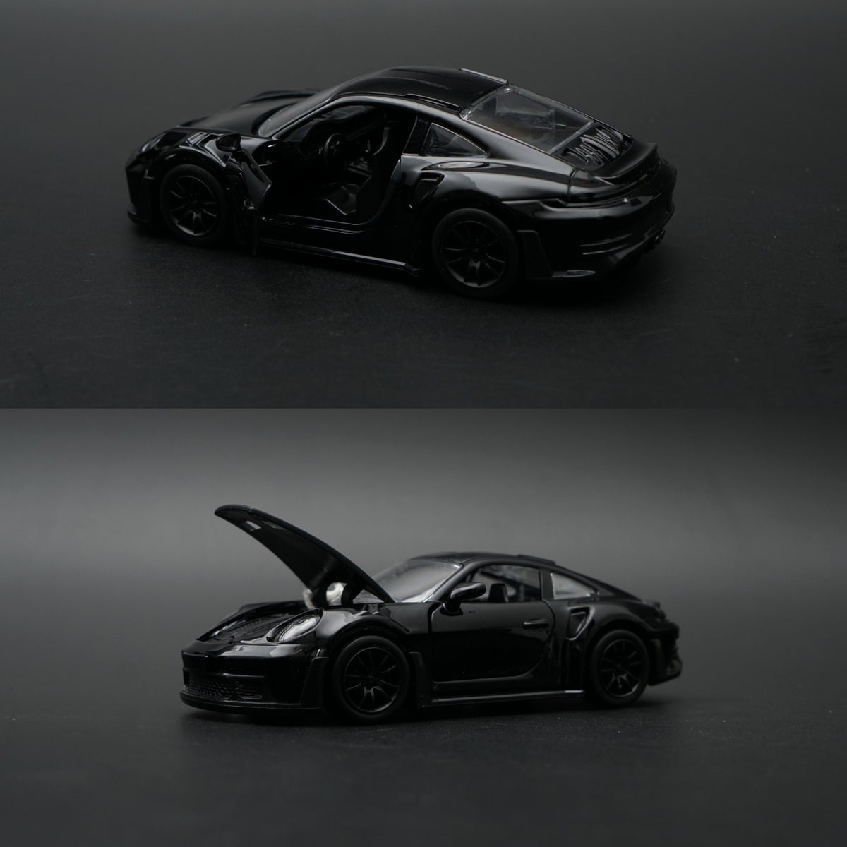 1:36 Porsche 911 Turbo S Diecast — Full Black | Street Weapon Collector's Model -  Kunju Vandi  