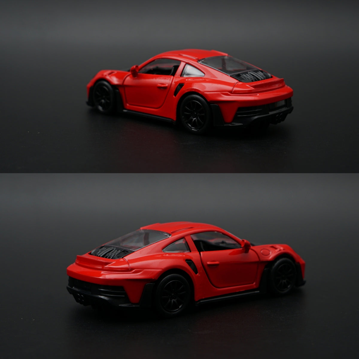 1:36 Porsche 911 Turbo S Diecast — Guards Red | Black Carbon Hood | Sport Edition -  Kunju Vandi  