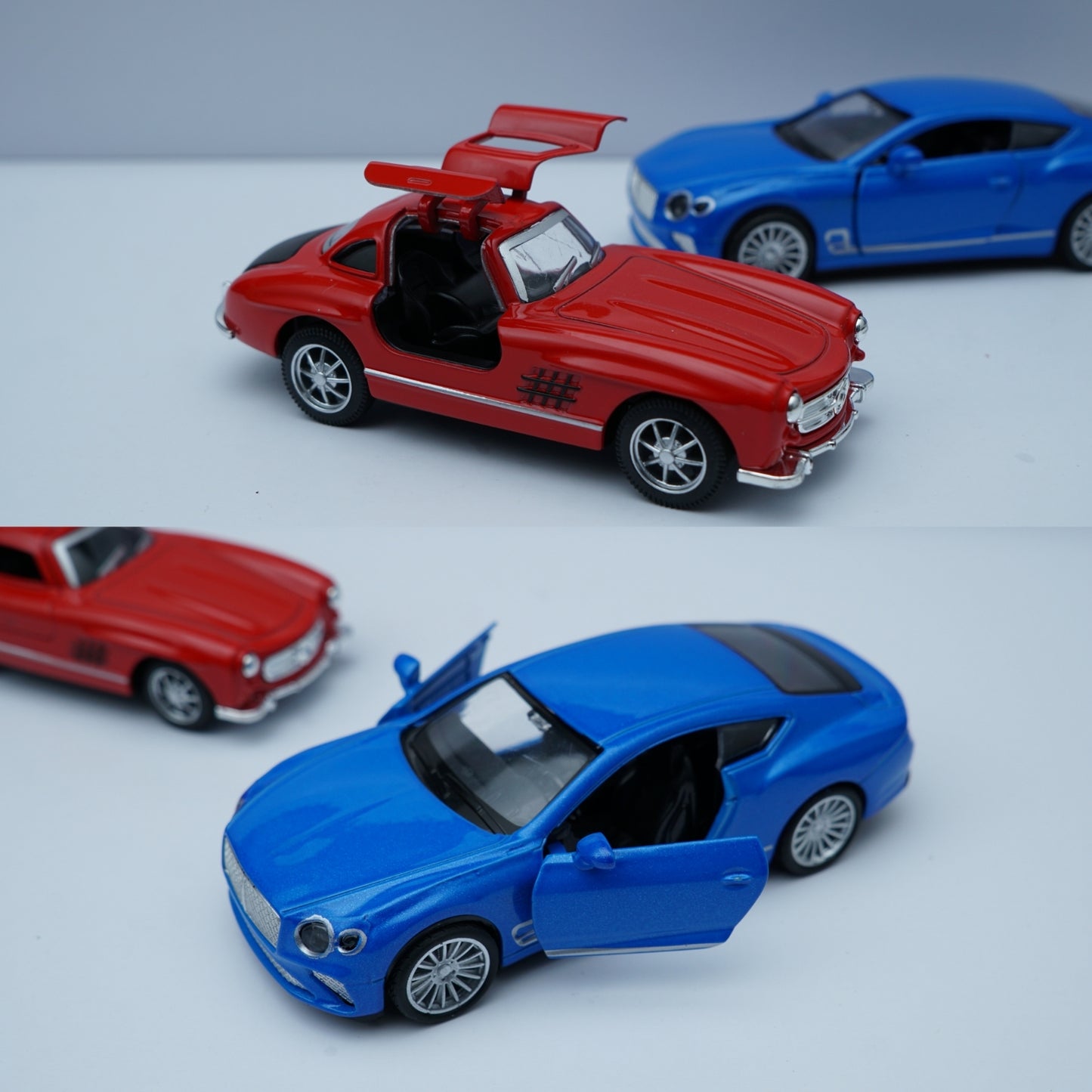 1:36 Scale Diecast – Mercedes-Benz 300SL Coupe & Bentley Style GT Model (Red & Blue) -  Kunju Vandi  