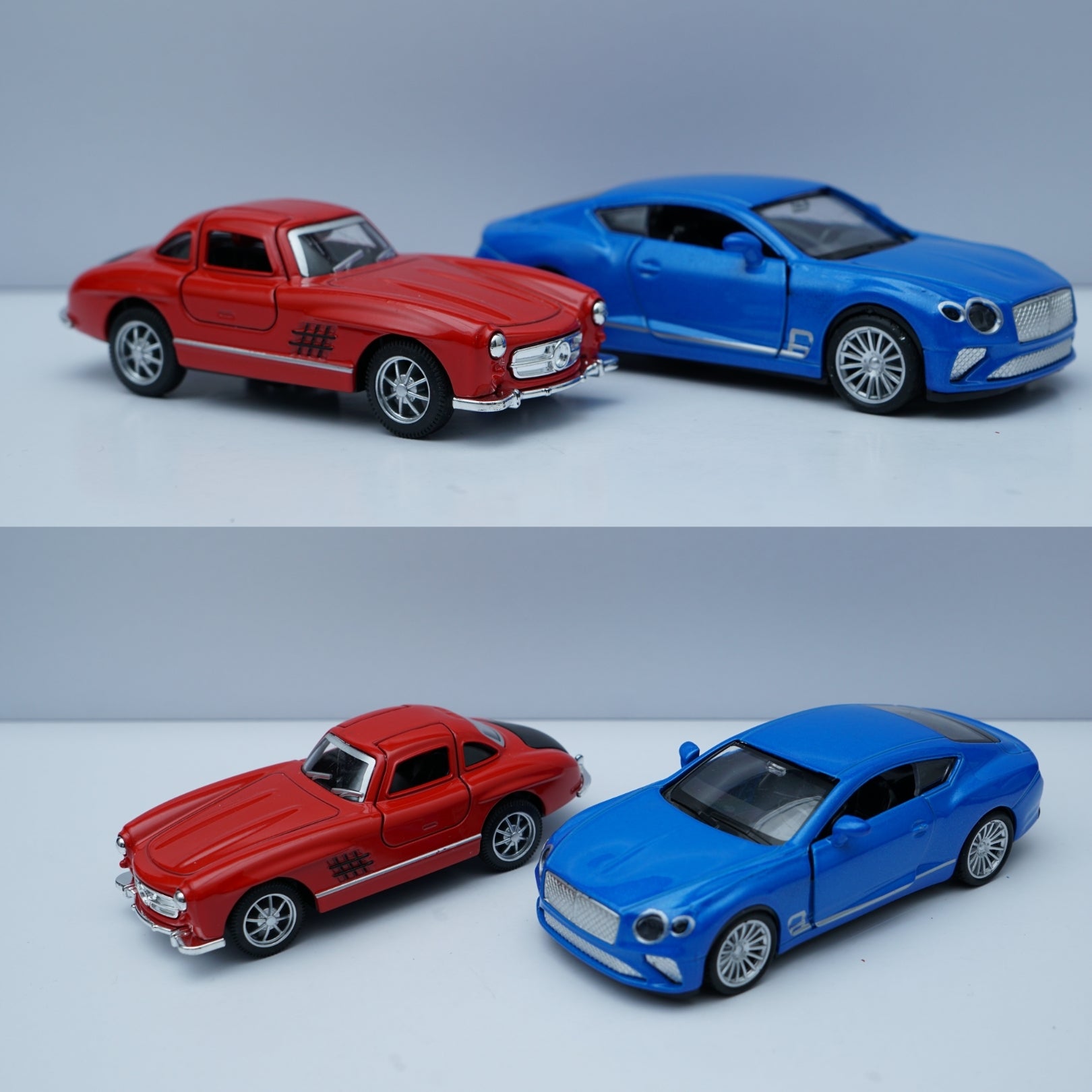 1:36 Scale Diecast – Mercedes-Benz 300SL Coupe & Bentley Style GT Model (Red & Blue) -  Kunju Vandi  
