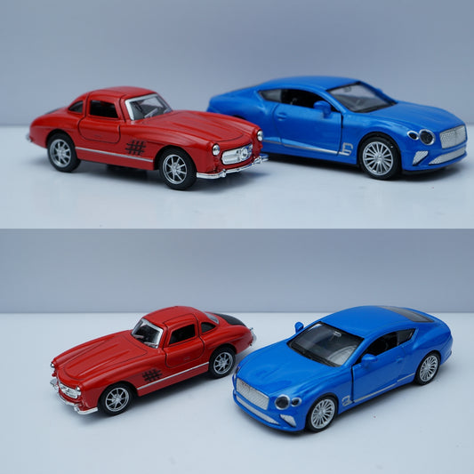 1:36 Scale Diecast – Mercedes-Benz 300SL Coupe & Bentley Style GT Model (Red & Blue) -  Kunju Vandi  