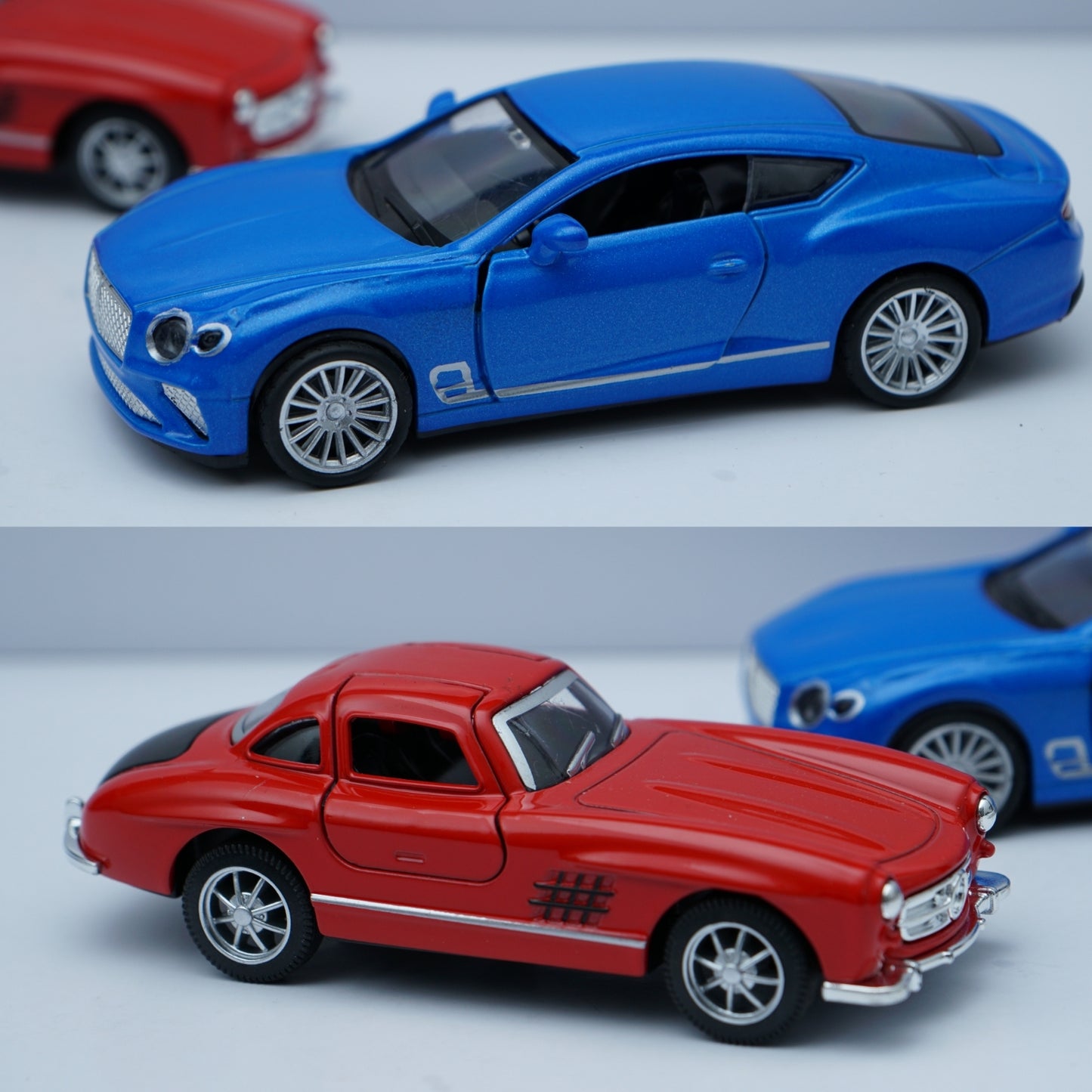 1:36 Scale Diecast – Mercedes-Benz 300SL Coupe & Bentley Style GT Model (Red & Blue) -  Kunju Vandi  