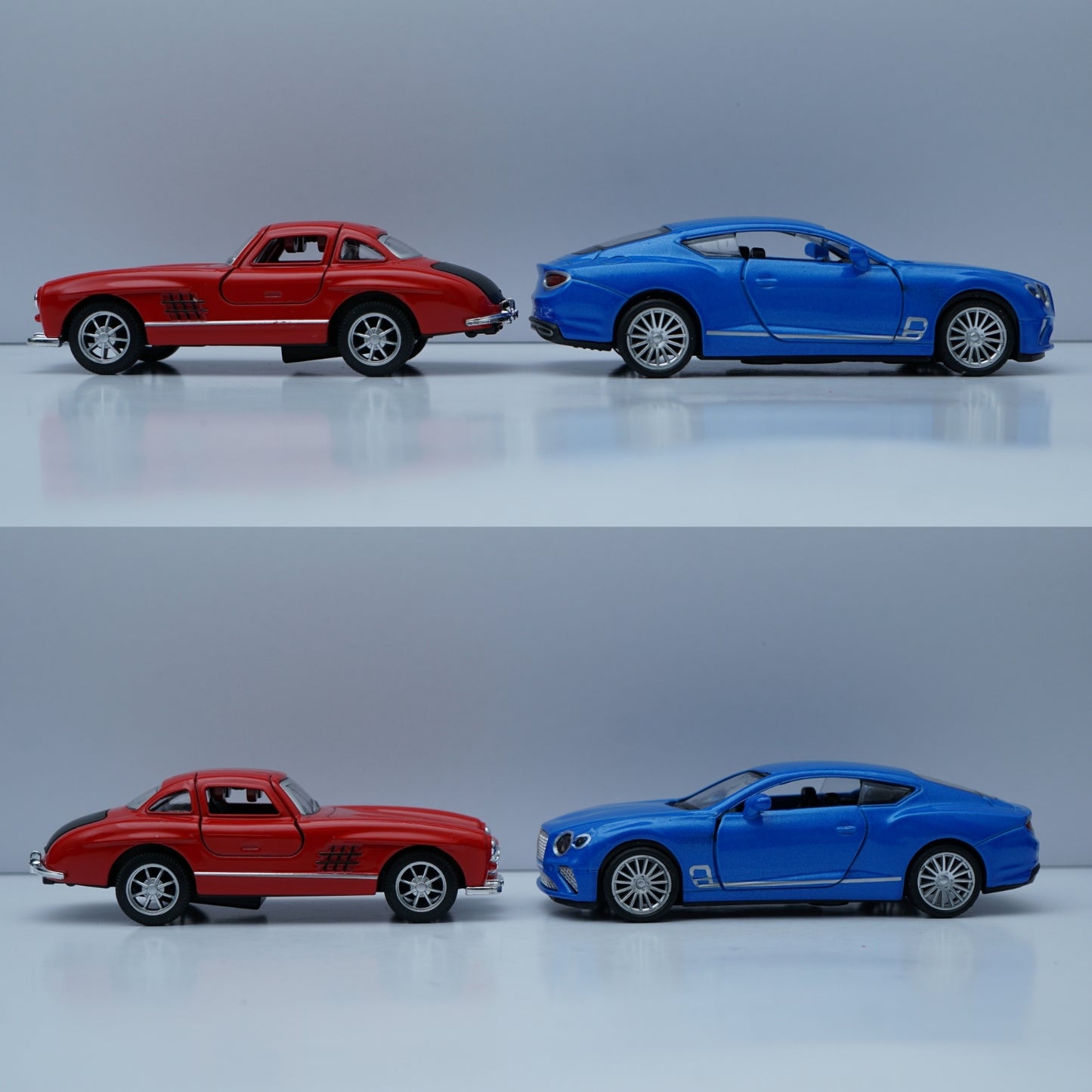 1:36 Scale Diecast – Mercedes-Benz 300SL Coupe & Bentley Style GT Model (Red & Blue) -  Kunju Vandi  