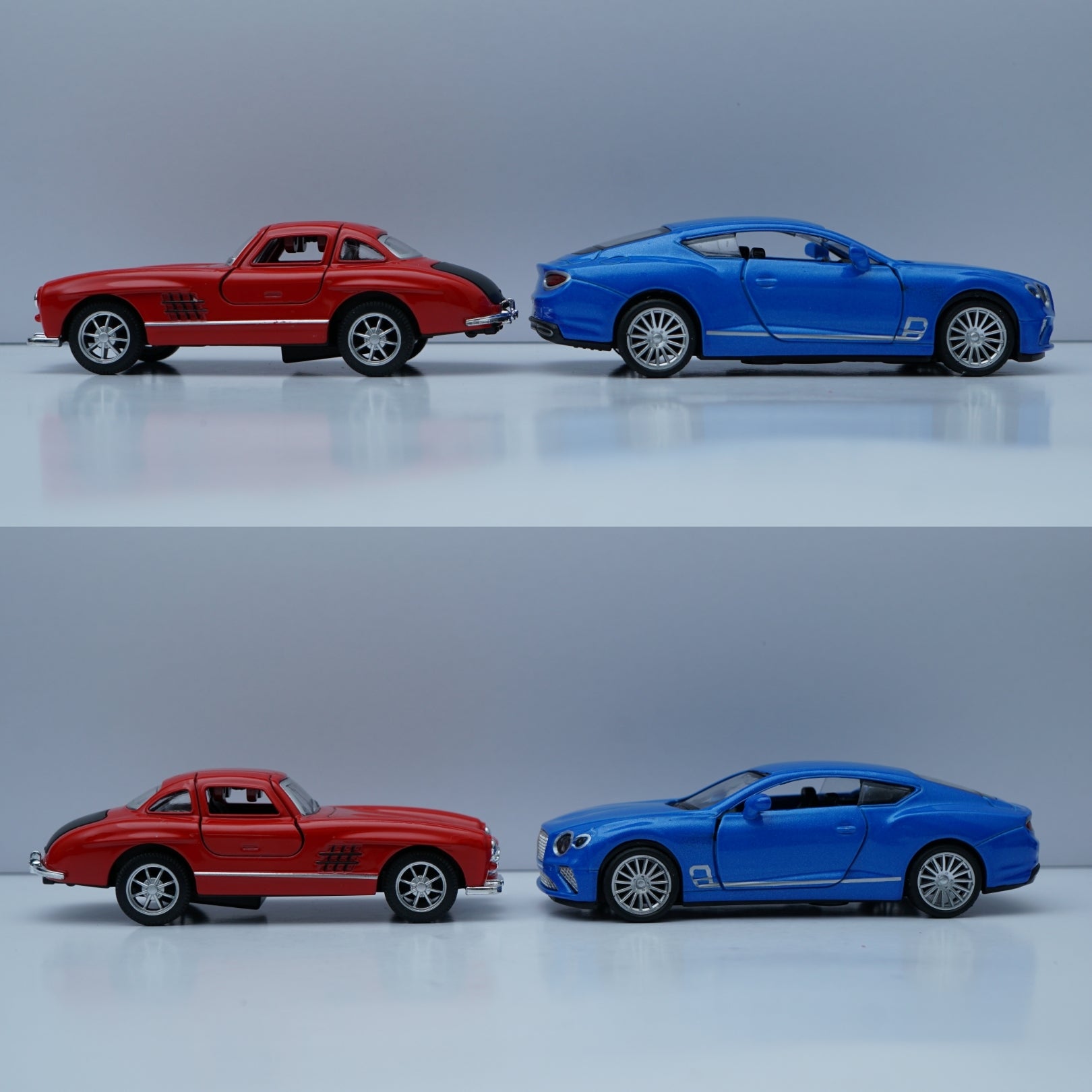1:36 Scale Diecast – Mercedes-Benz 300SL Coupe & Bentley Style GT Model (Red & Blue) -  Kunju Vandi  