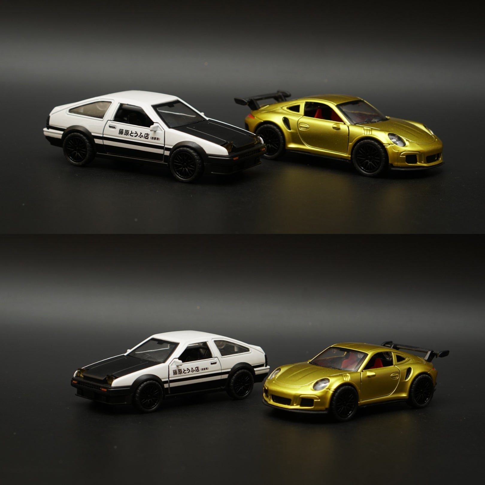 1:36 Toyota AE86 Trueno , Porsche (Gold) Diecast Combo -  Kunju Vandi  