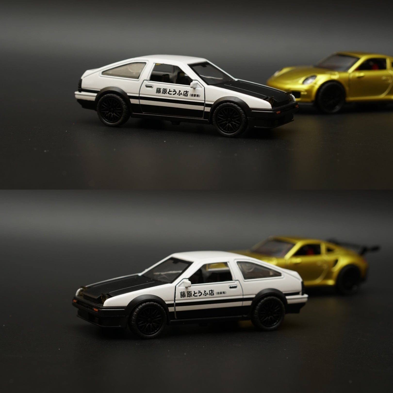 1:36 Toyota AE86 Trueno , Porsche (Gold) Diecast Combo -  Kunju Vandi  