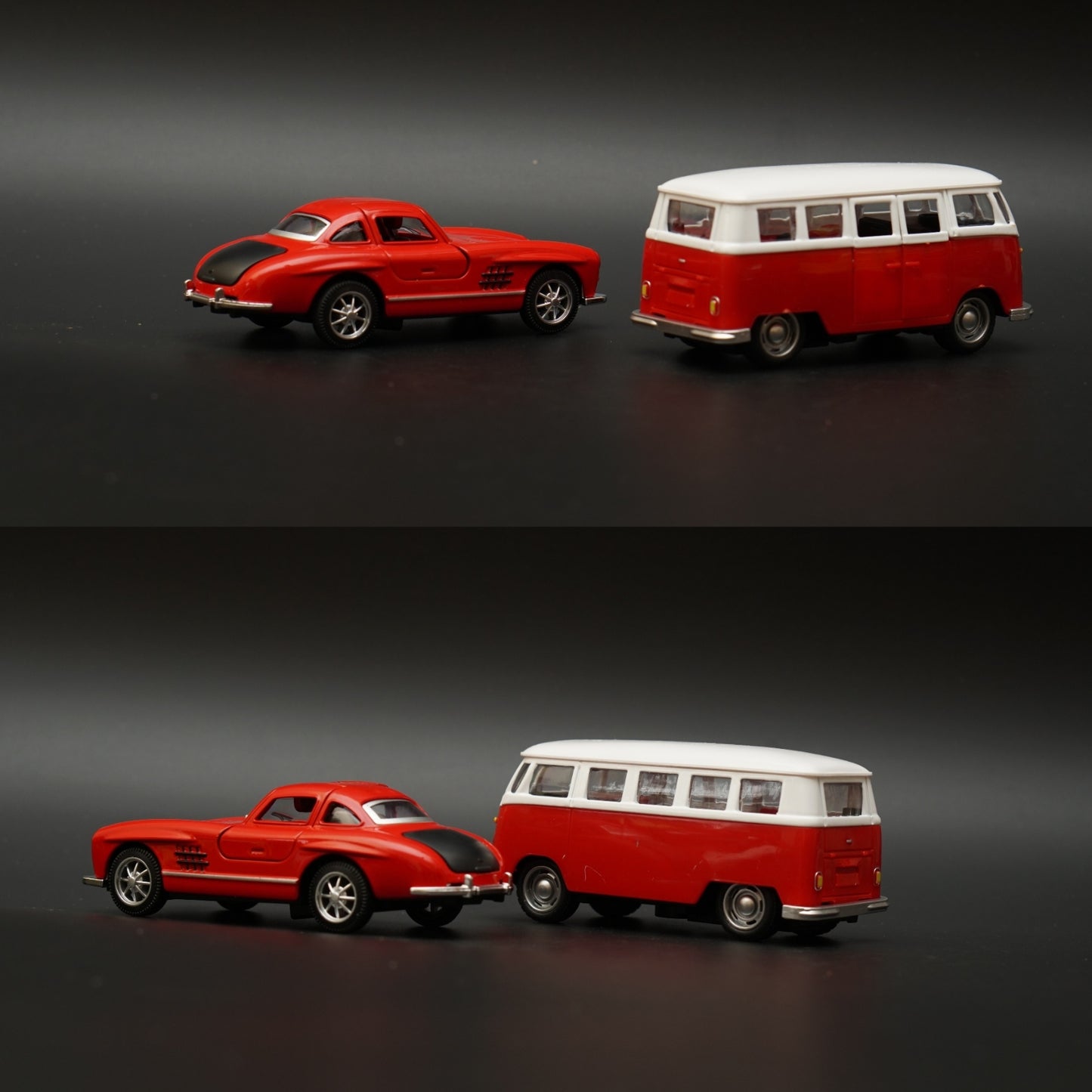 1:36 Volkswagen T1 Bus , Benz 300SL Combo (Red,Red) -  Kunju Vandi  