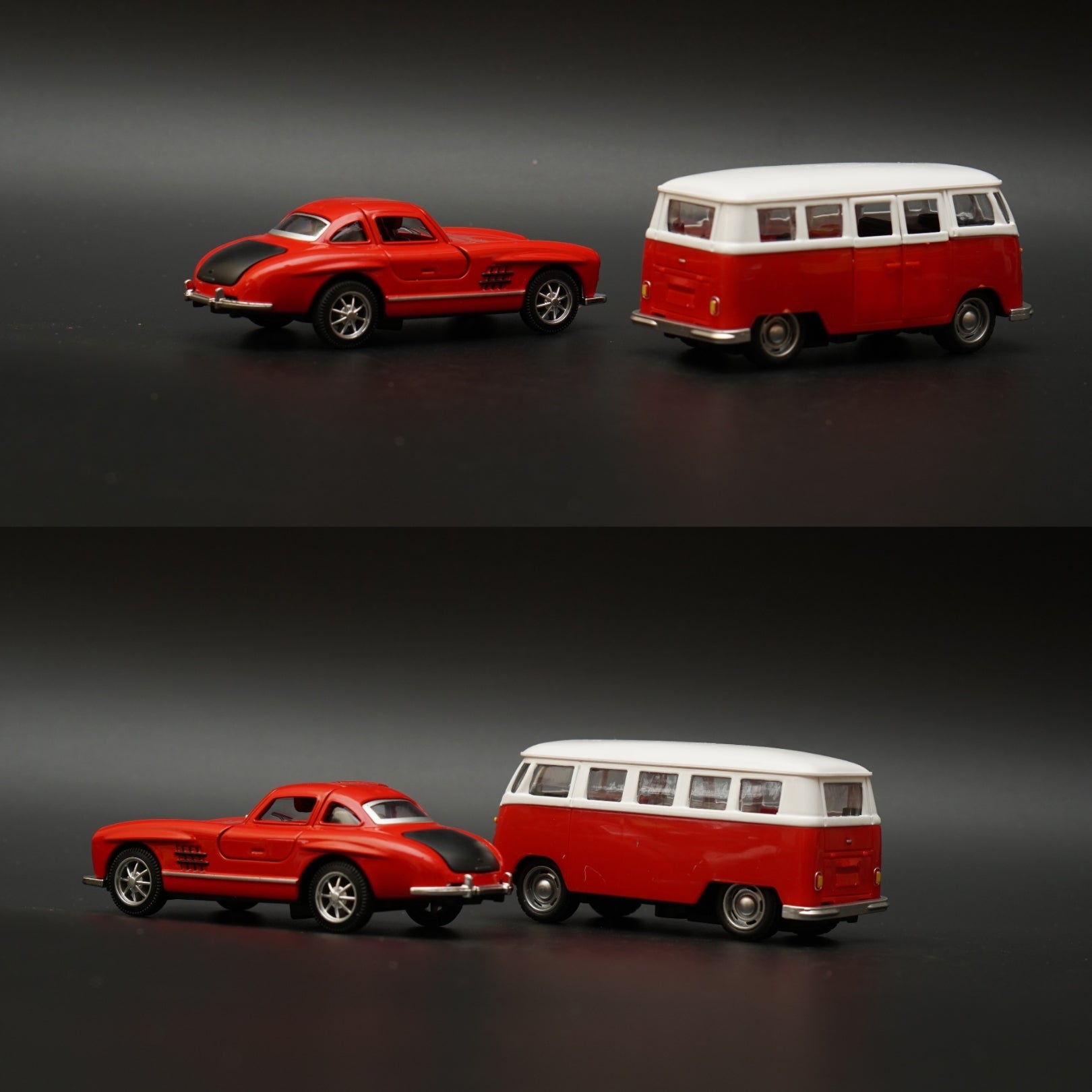 1:36 Volkswagen T1 Bus , Benz 300SL Combo (Red,Red) -  Kunju Vandi  