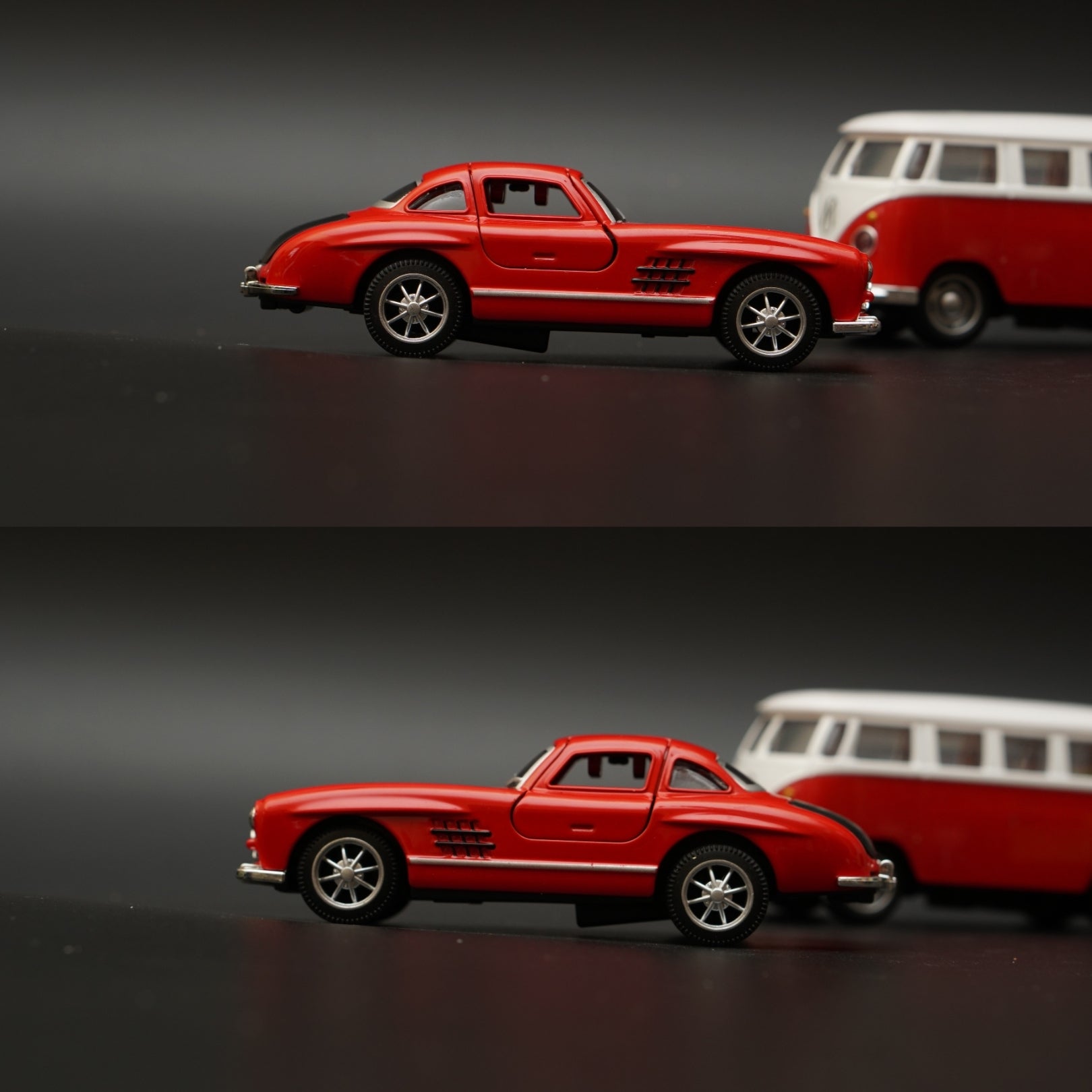 1:36 Volkswagen T1 Bus , Benz 300SL Combo (Red,Red) -  Kunju Vandi  