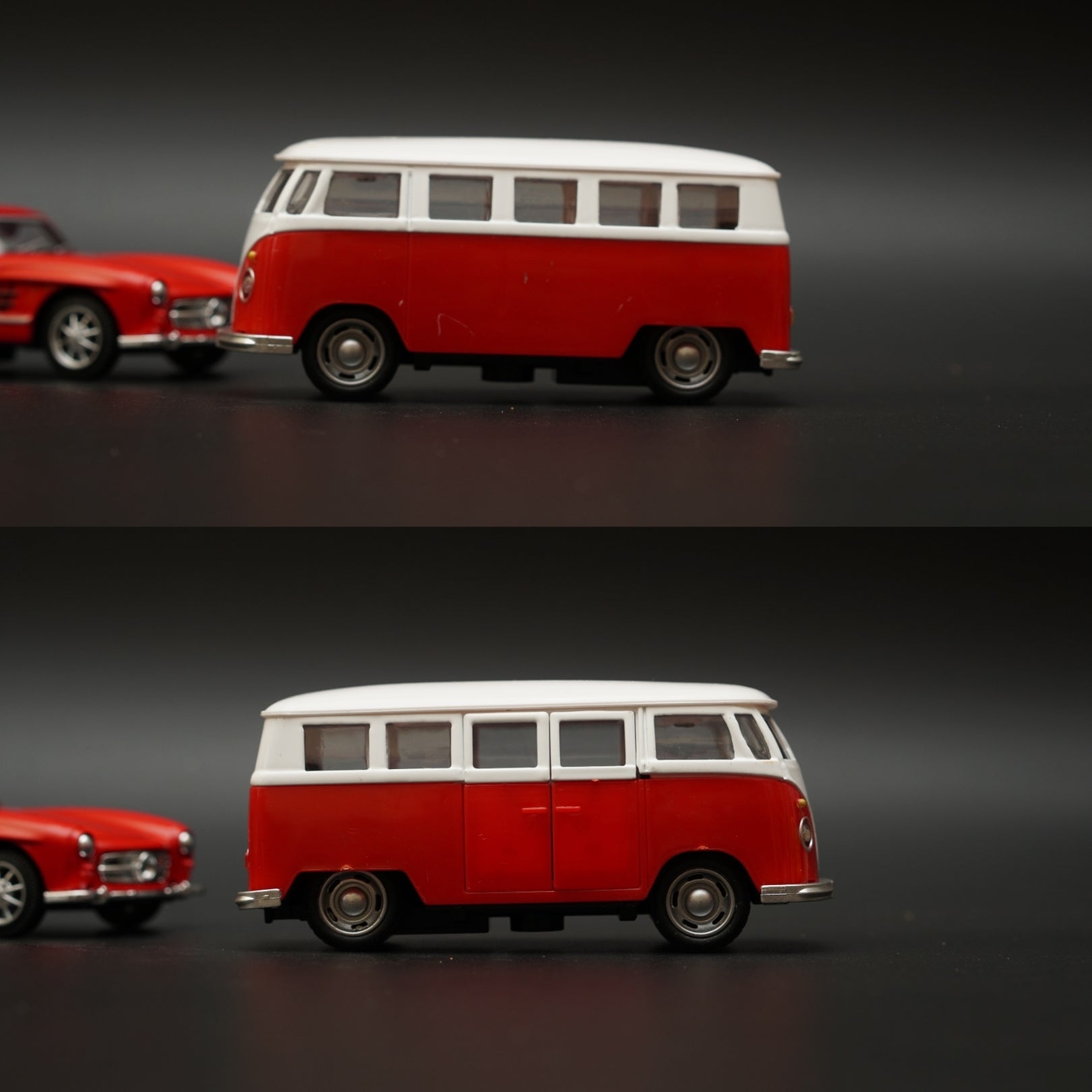 1:36 Volkswagen T1 Bus , Benz 300SL Combo (Red,Red) -  Kunju Vandi  
