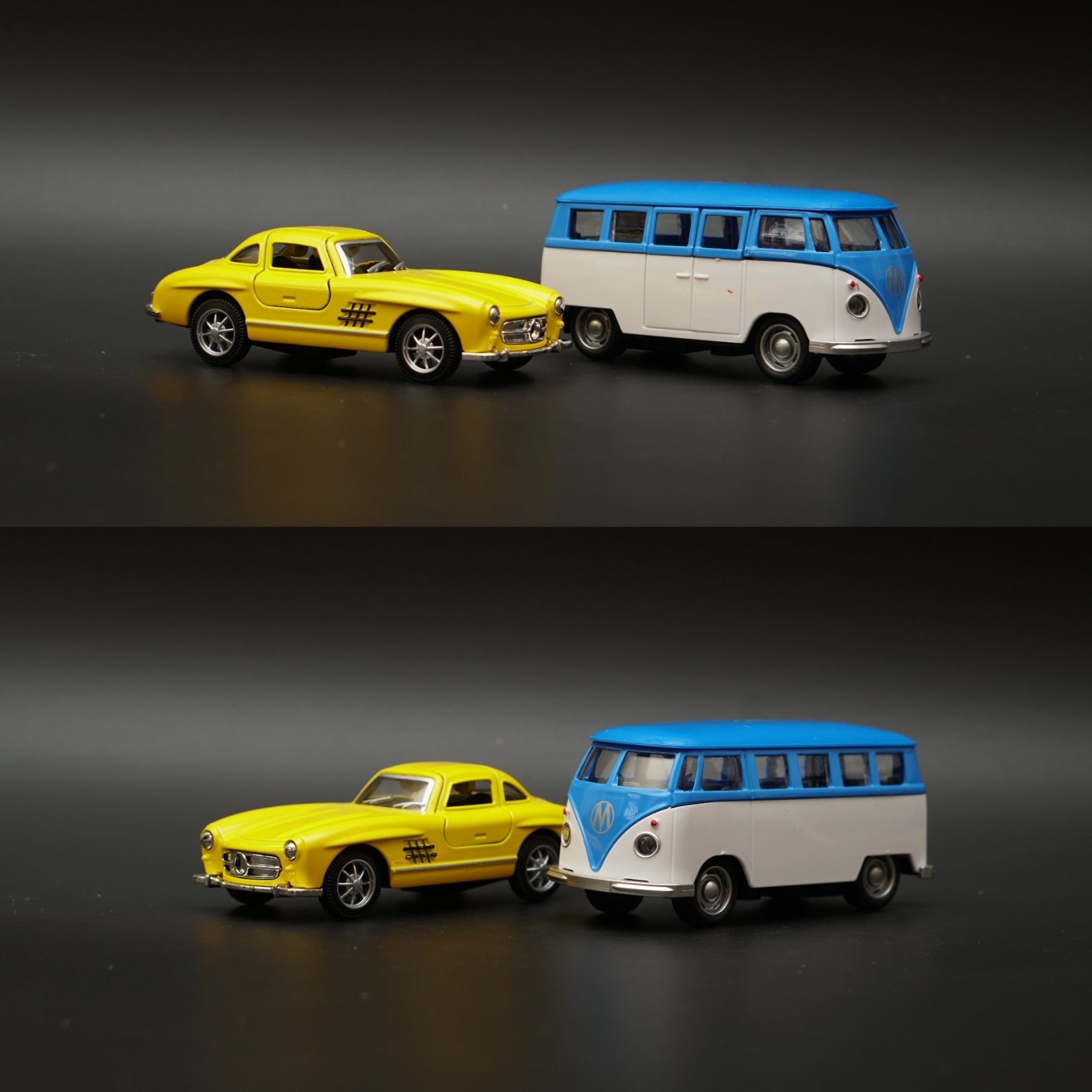 1:36 Volkswagen T1 Bus , Benz 300SL Combo (Yellow,Blue) -  Kunju Vandi  