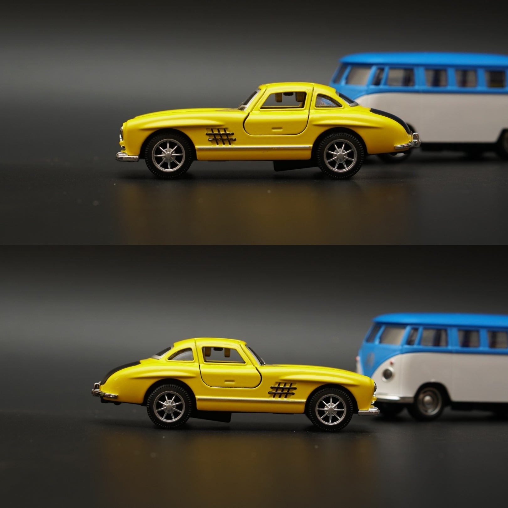 1:36 Volkswagen T1 Bus , Benz 300SL Combo (Yellow,Blue) -  Kunju Vandi  