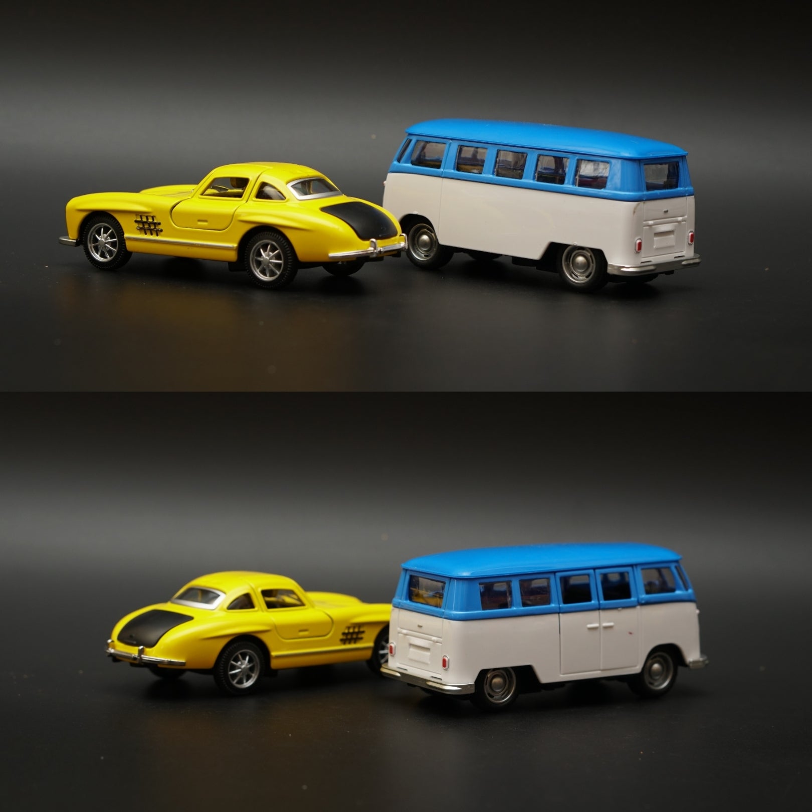 1:36 Volkswagen T1 Bus , Benz 300SL Combo (Yellow,Blue) -  Kunju Vandi  
