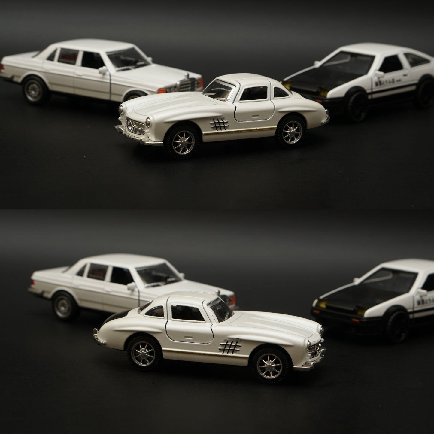 1:36 W123 ,300SL ,Ae86 Diecast Combo (White) -  Kunju Vandi  