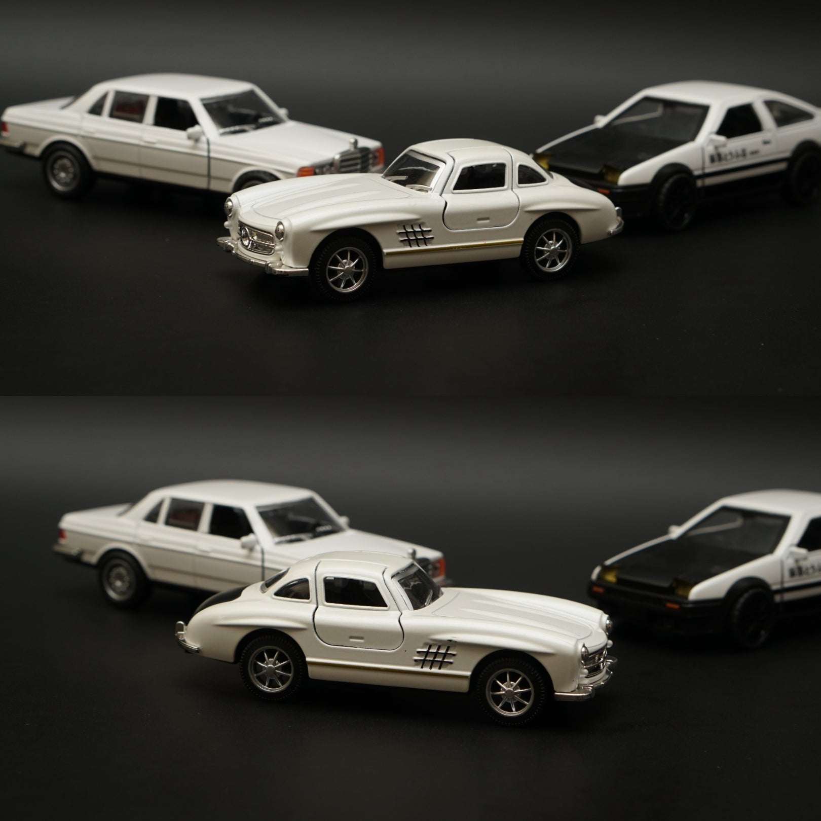 1:36 W123 ,300SL ,Ae86 Diecast Combo (White) -  Kunju Vandi  