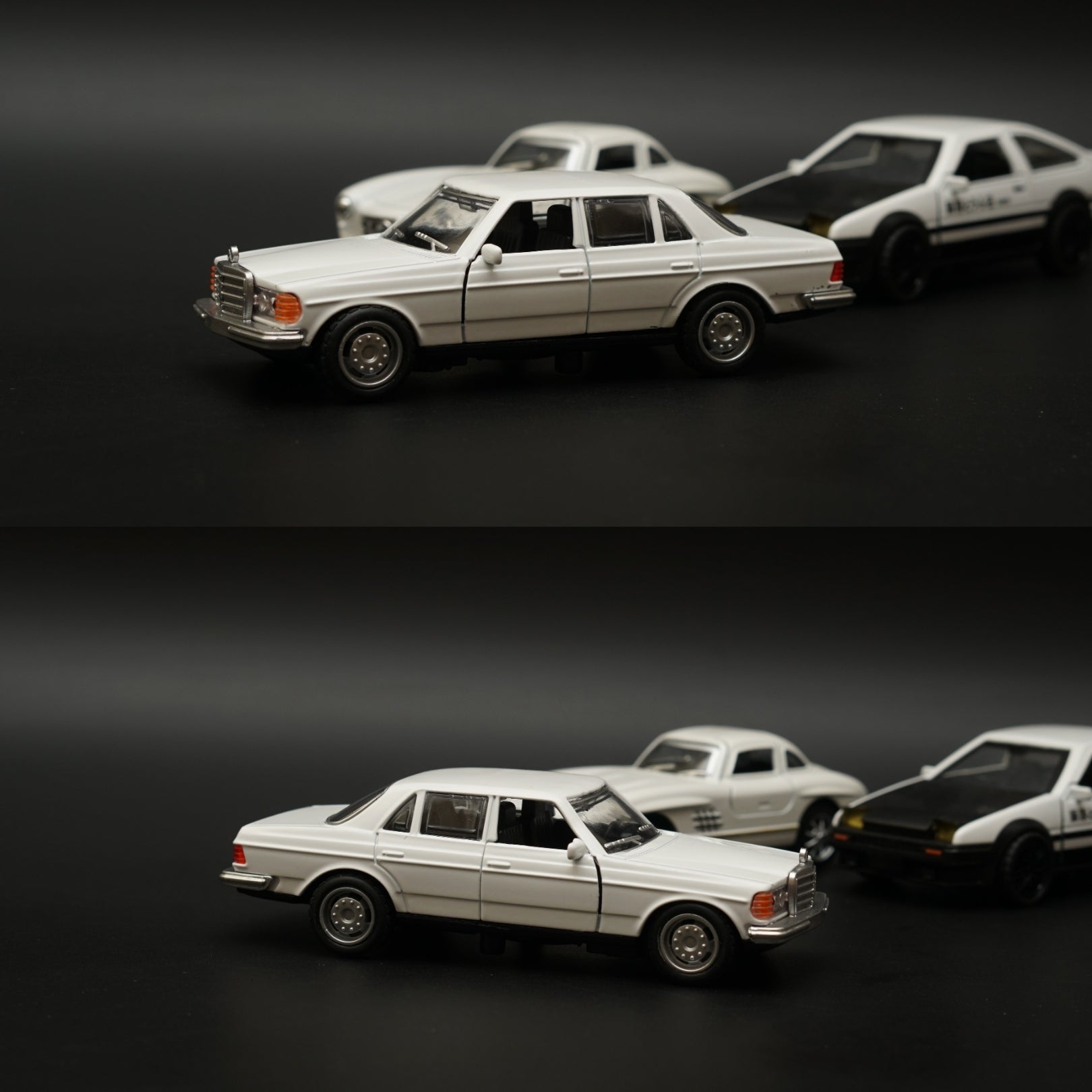 1:36 W123 ,300SL ,Ae86 Diecast Combo (White) -  Kunju Vandi  