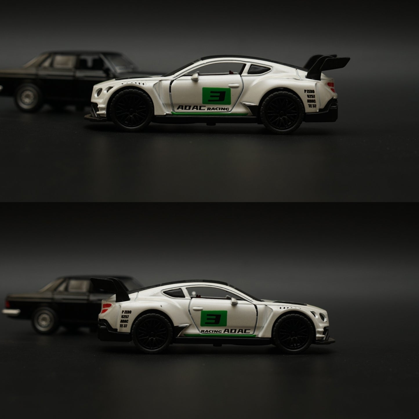1:36 W123 , Bentley Diecast Combo (Black, Green Livery) -  Kunju Vandi  