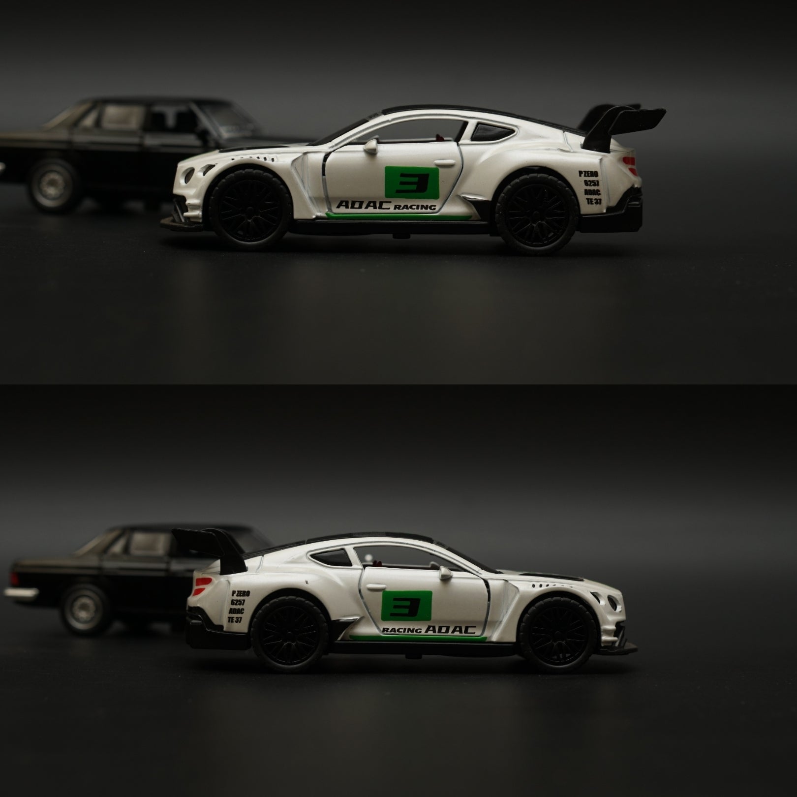 1:36 W123 , Bentley Diecast Combo (Black, Green Livery) -  Kunju Vandi  