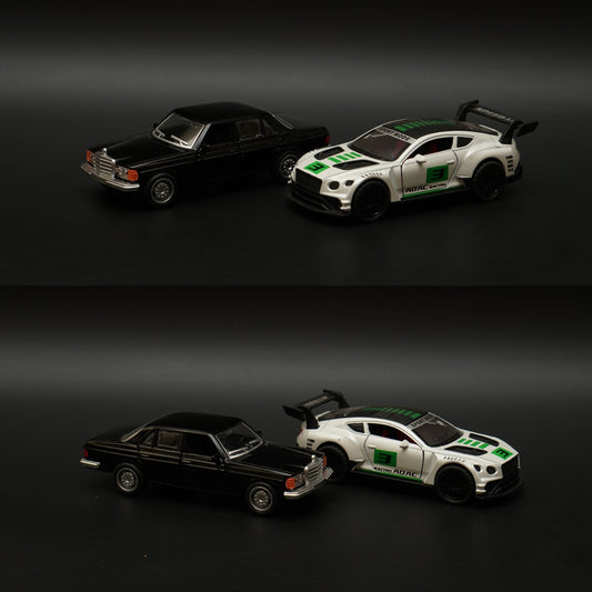 1:36 W123 , Bentley Diecast Combo (Black, Green Livery) -  Kunju Vandi  