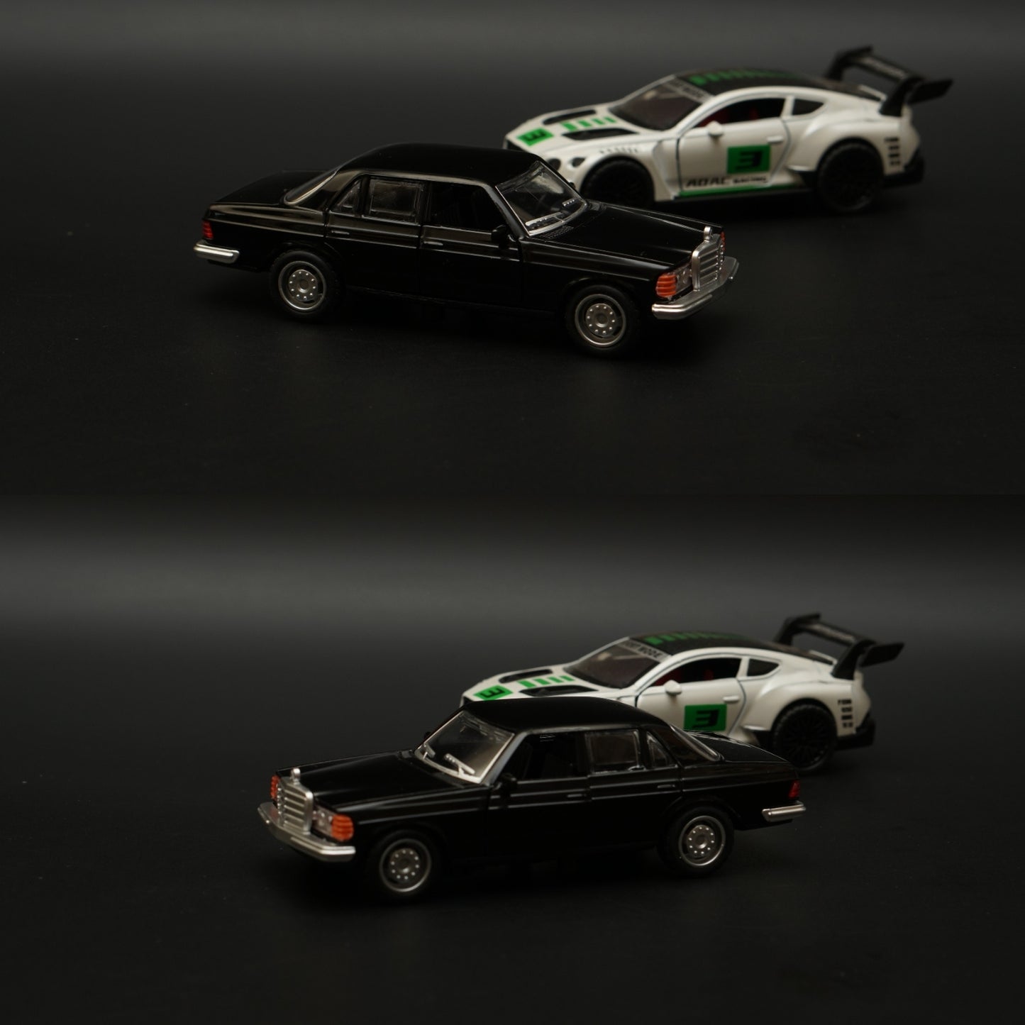 1:36 W123 , Bentley Diecast Combo (Black, Green Livery) -  Kunju Vandi  