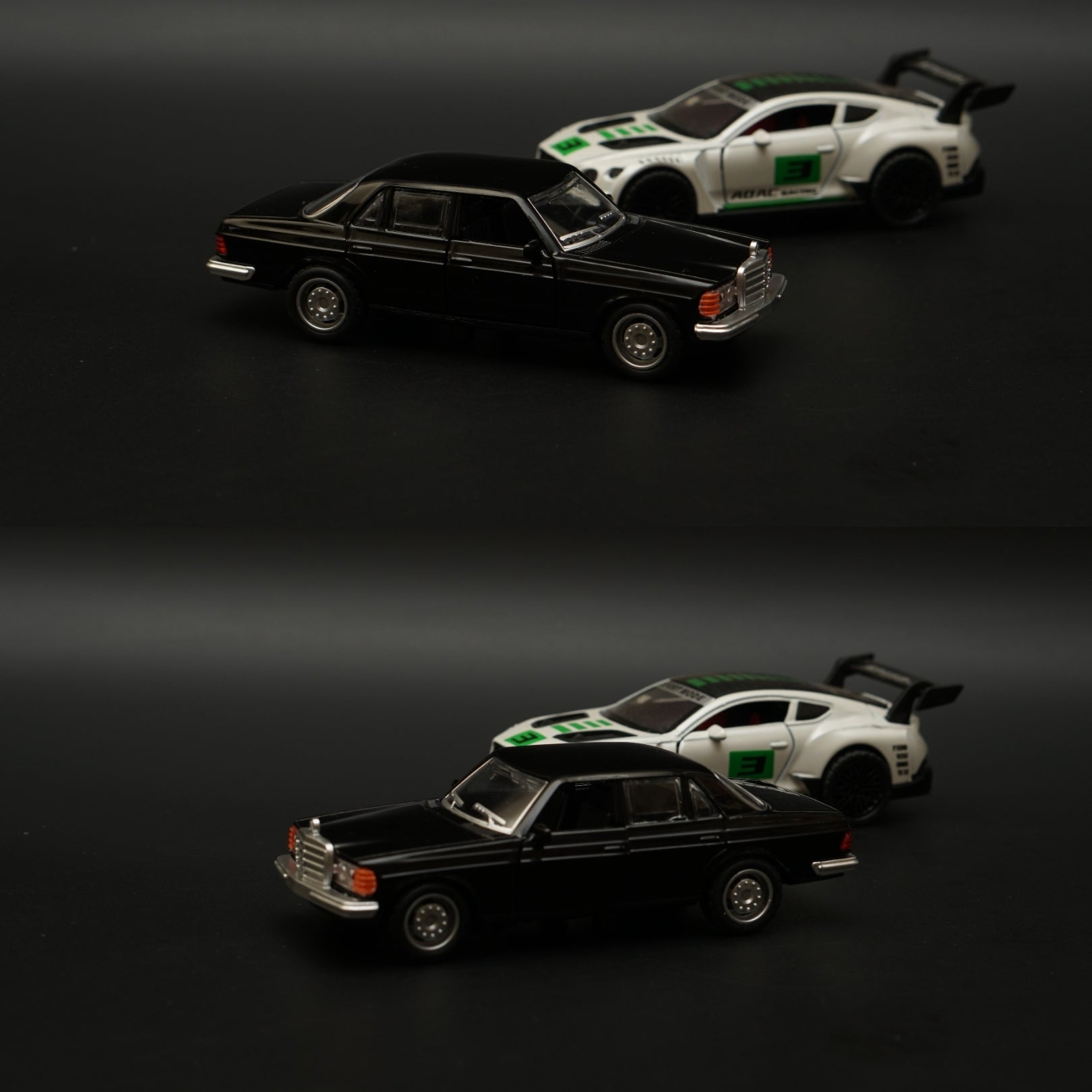 1:36 W123 , Bentley Diecast Combo (Black, Green Livery) -  Kunju Vandi  