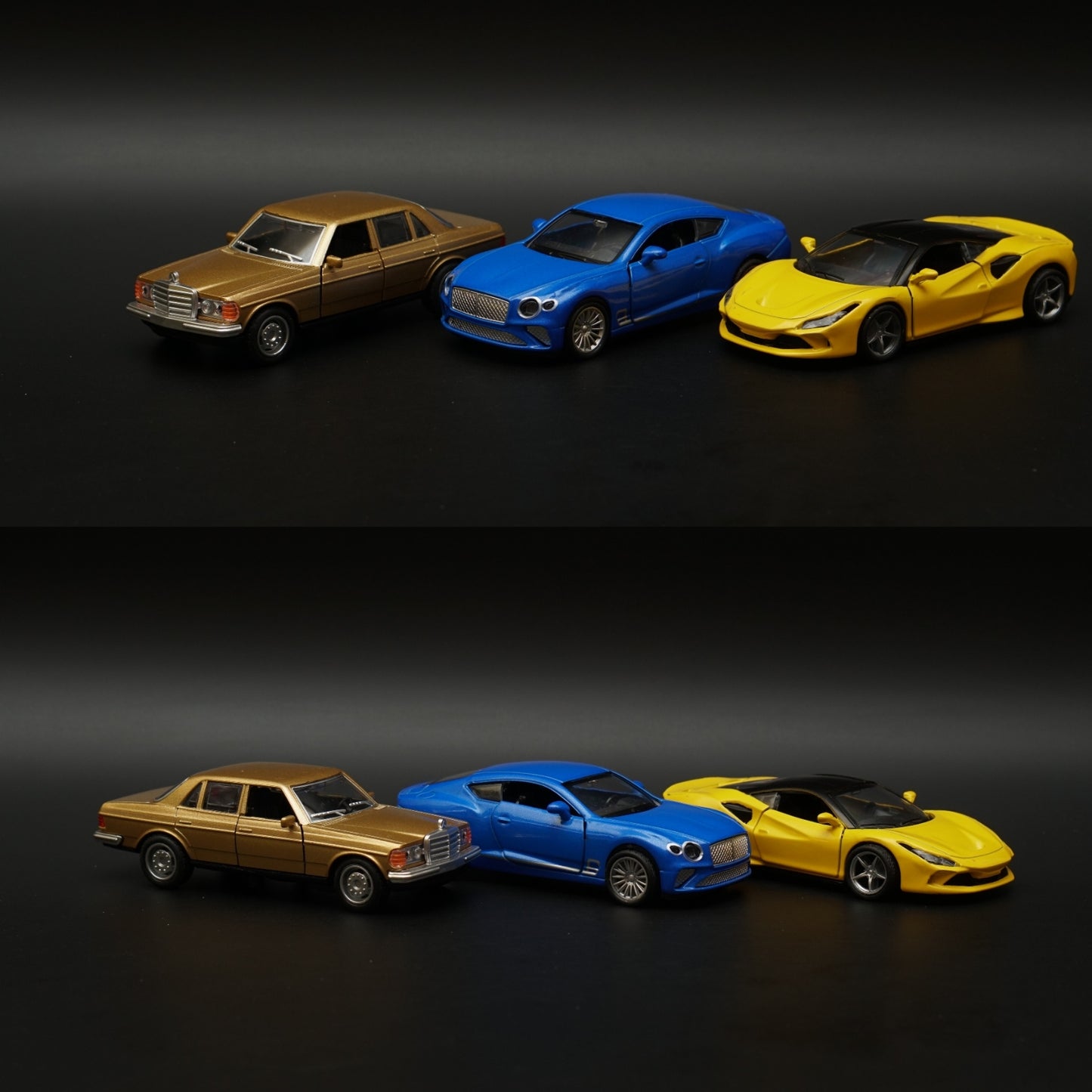 1:36 W123 , Bentley , Ferrari Diecast Combo (Gold,Blue,Yellow) -  Kunju Vandi  