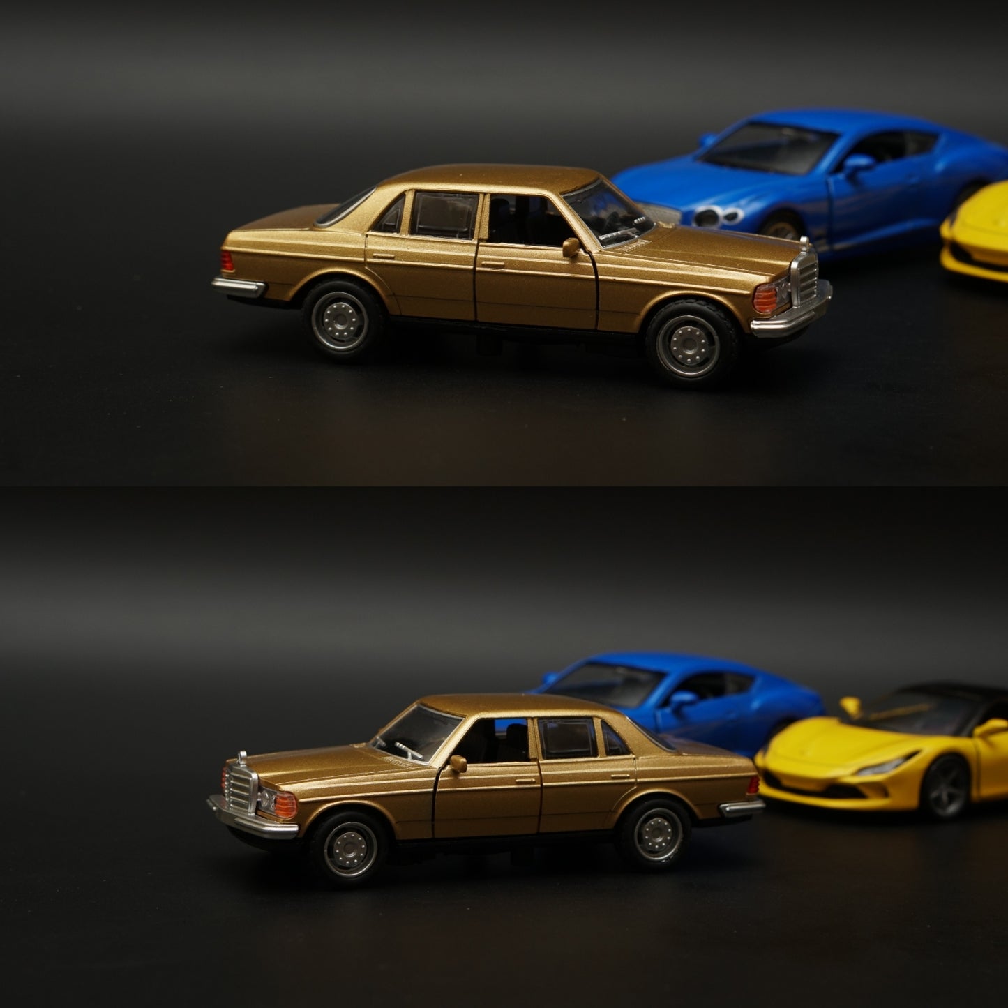 1:36 W123 , Bentley , Ferrari Diecast Combo (Gold,Blue,Yellow) -  Kunju Vandi  