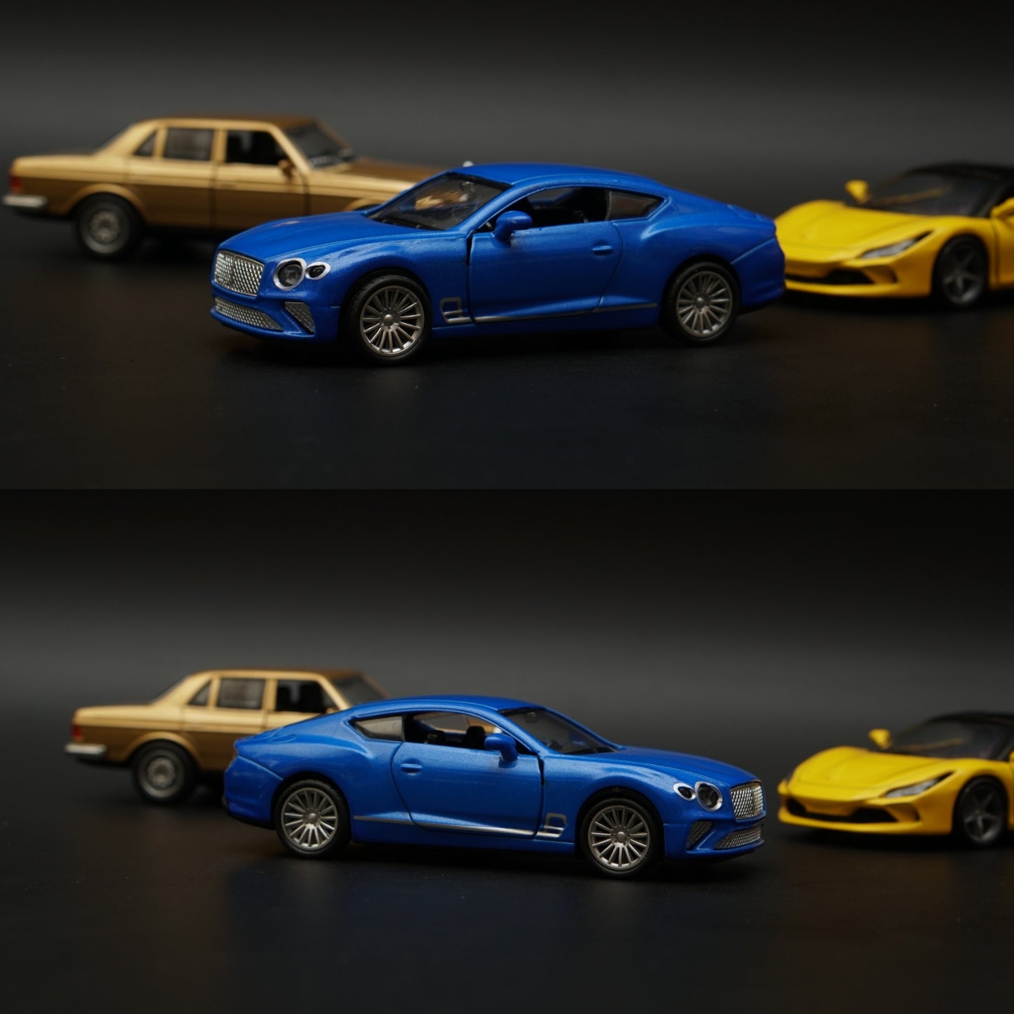 1:36 W123 , Bentley , Ferrari Diecast Combo (Gold,Blue,Yellow) -  Kunju Vandi  