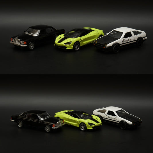 1:36 W123 , Mclaren, AE86  Diecast Combo (Black, Green,White) -  Kunju Vandi  