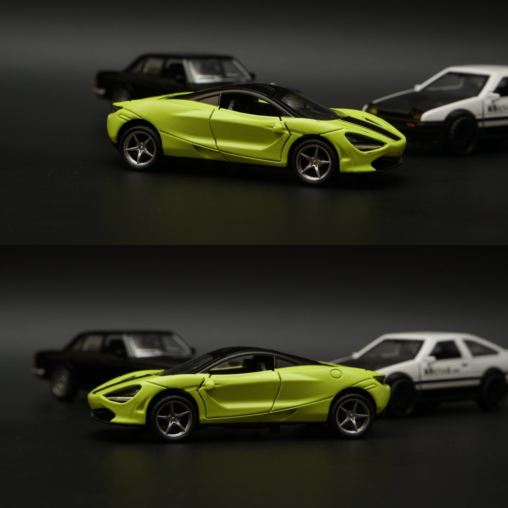 1:36 W123 , Mclaren, AE86  Diecast Combo (Black, Green,White) -  Kunju Vandi  
