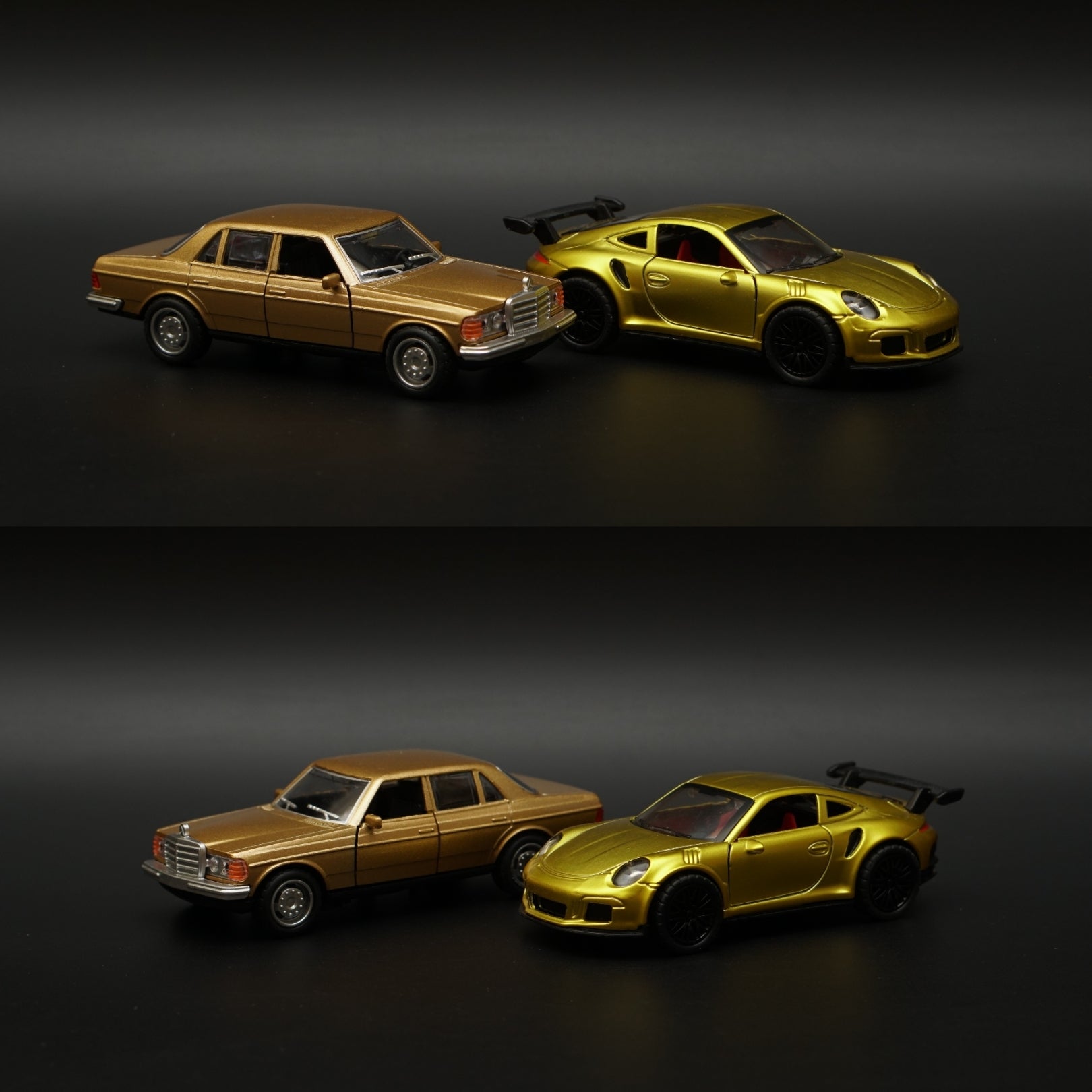1:36 W123 , Porsche Diecast Combo (Golden,Golden) -  Kunju Vandi  