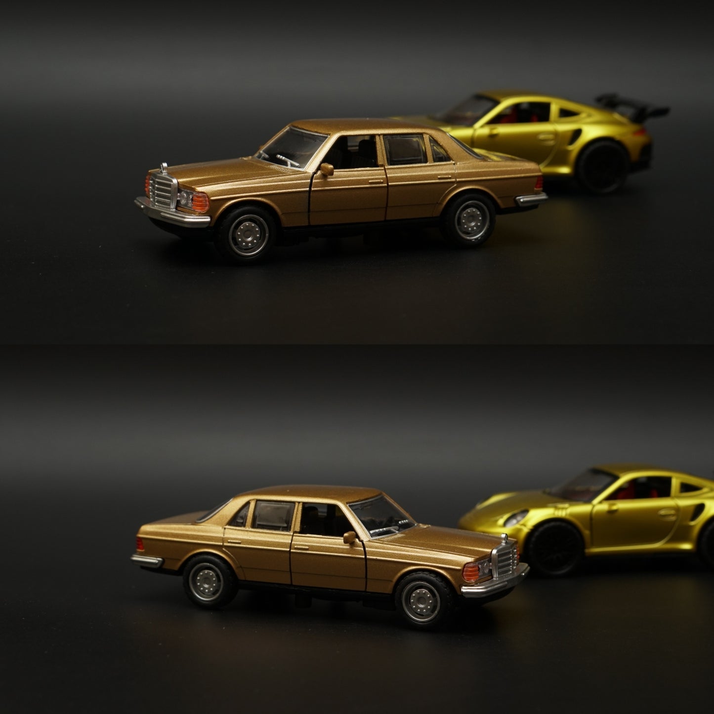 1:36 W123 , Porsche Diecast Combo (Golden,Golden) -  Kunju Vandi  