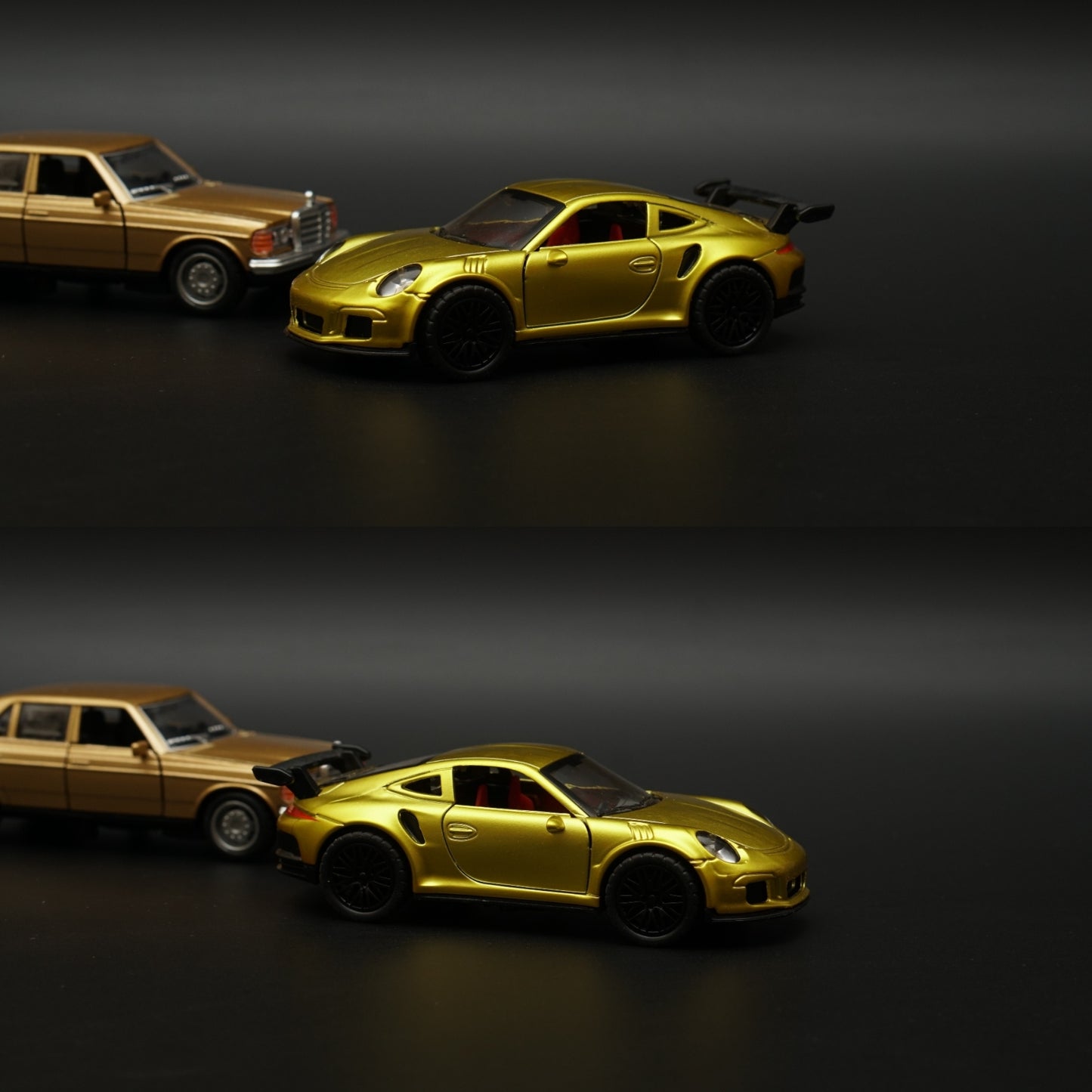 1:36 W123 , Porsche Diecast Combo (Golden,Golden) -  Kunju Vandi  
