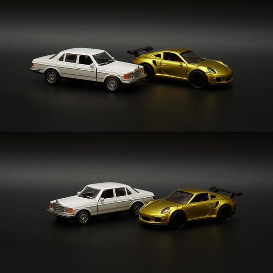 1:36 W123 , Porsche Diecast Combo (White,Golden) -  Kunju Vandi  