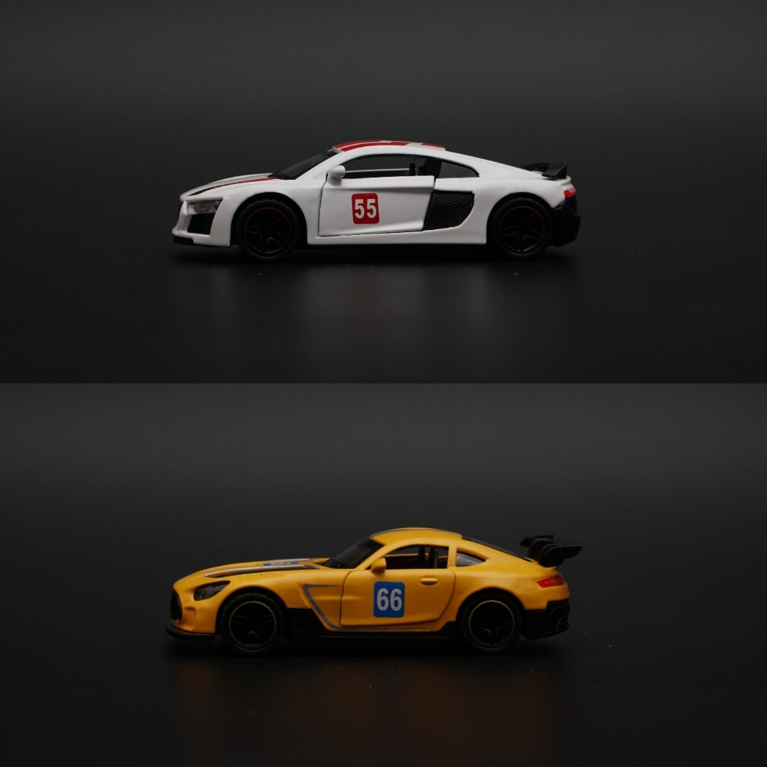 1:43 Audi , Amg GT Diecast Combo (White, Yellow) -  Kunju Vandi  