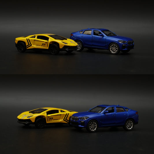 1:43 BMW , Lambo Diecast Combo (Blue,Yellow) -  Kunju Vandi  