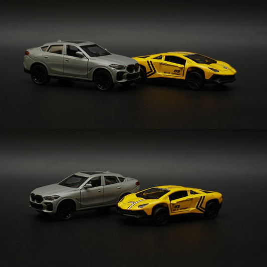1:43 BMW , Lambo Diecast Combo (Grey,Yellow) -  Kunju Vandi  