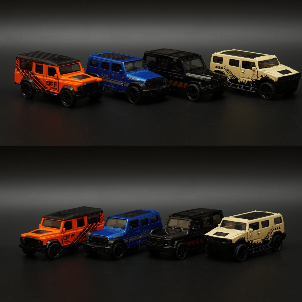 1:43 Defender, Jeep, Gwagon, Hummer 4 Car Diecast Combo -  Kunju Vandi  