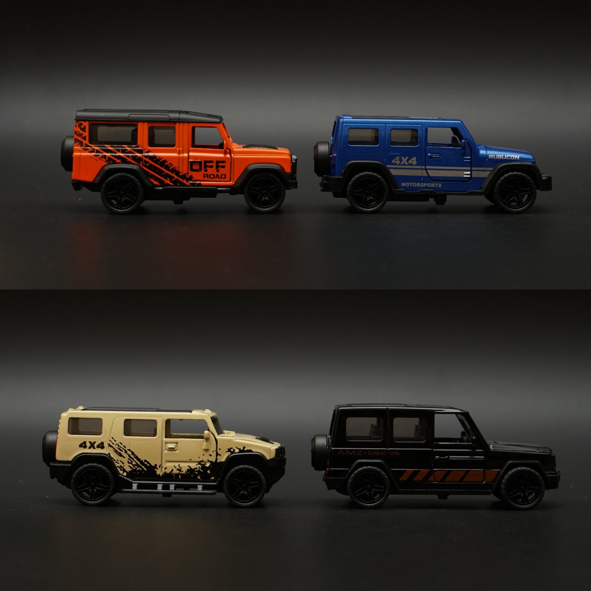 1:43 Defender, Jeep, Gwagon, Hummer 4 Car Diecast Combo -  Kunju Vandi  